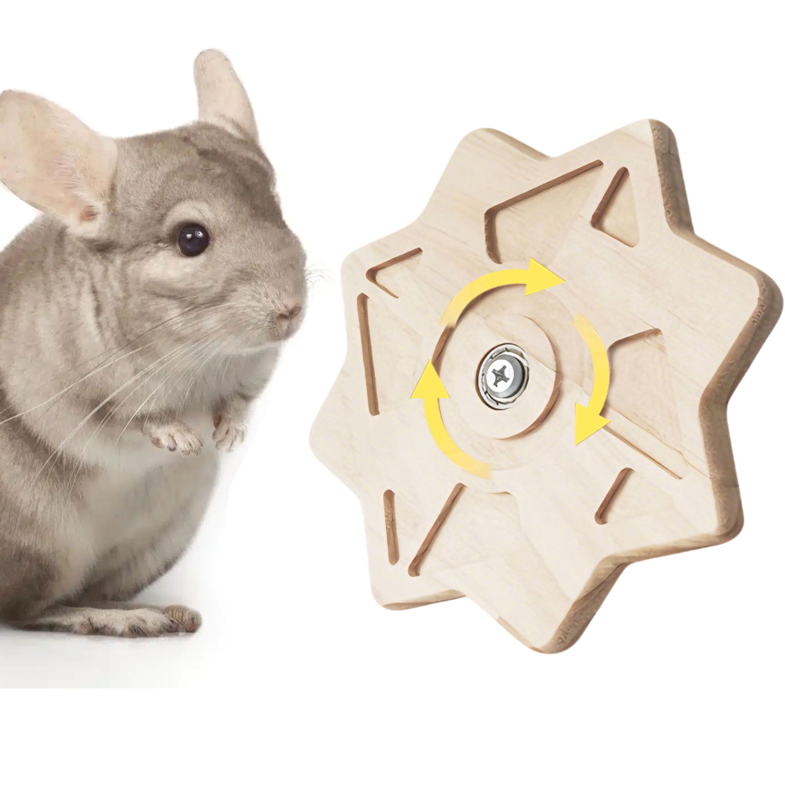 Jevnd Rotating Natural Wood Chinchilla Chew Toys For Teeth, Interactive Enrichment Toys, Hanging Exercise Chinchilla Toys For Ca