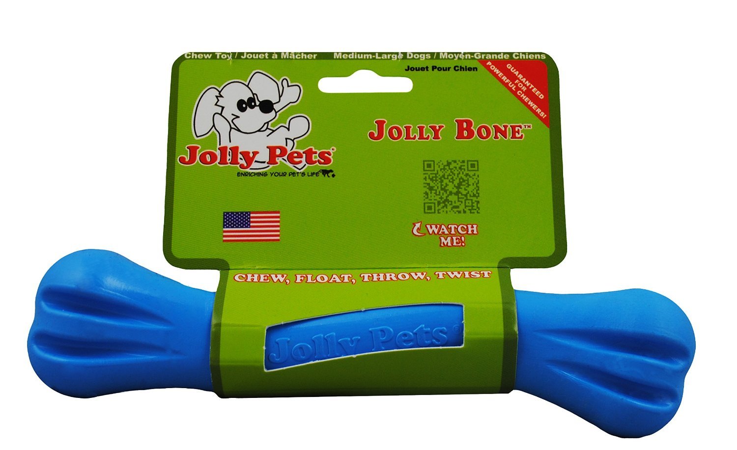 Jolly Pets 3 Pack Of Jolly Bones, Blue, Large 8-Inch