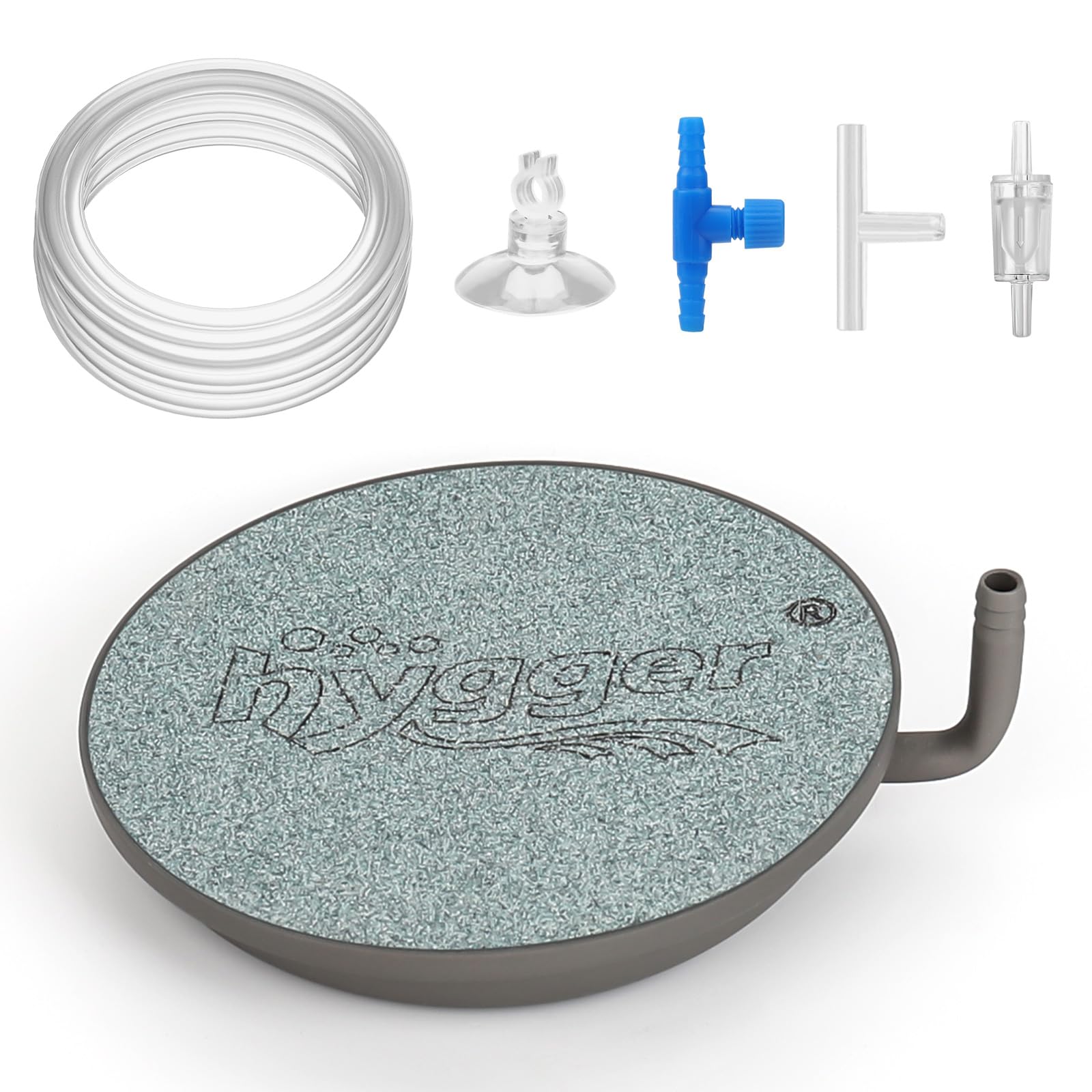hygger Aquarium Air Stone, 1.5 Inch Fish Tank Bubbler Stone Kit Makes Super Tiny Bubbles, Ultra-High Dissolved Airstone with Sta