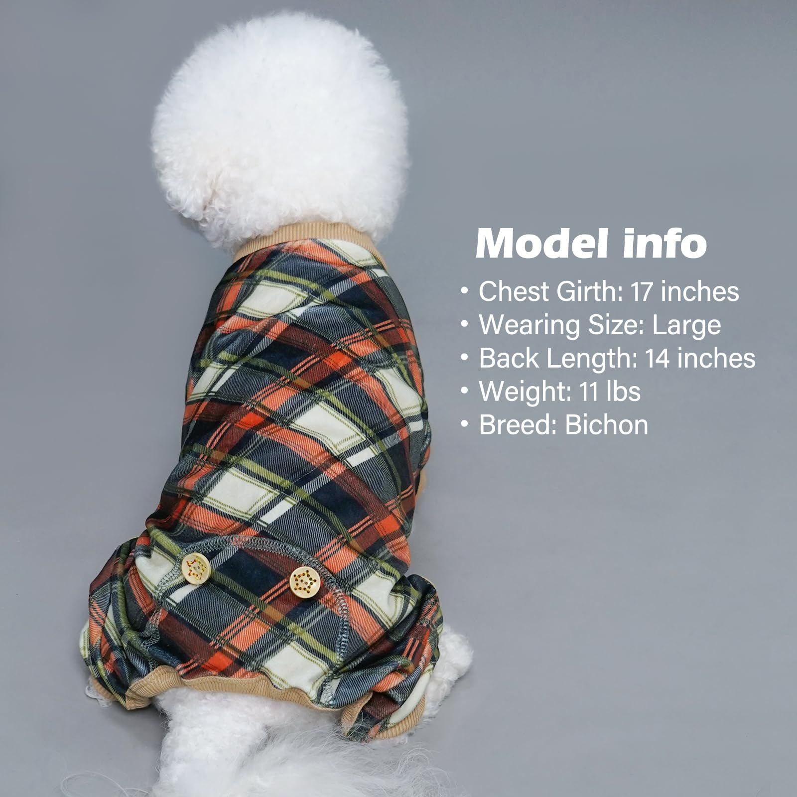 Kyeese Dog Pajamas Soft Coat Velvet Doggie Jammies Lightweight Pjs Comfy Pet Clothes Plaid Dog Pajamas For Small Dogs Boy Girl S