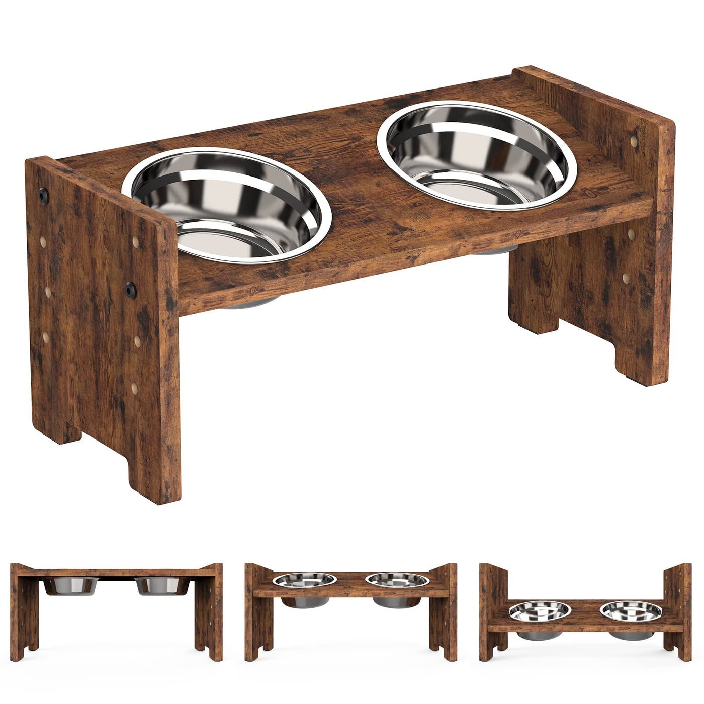 Vantic Elevated Dog Bowls, Adjustable Raised Dog Bowl Stand for Small Puppy  and Cats, Sturdy Pet Food Feeder with 2 Stainless St  Petocart