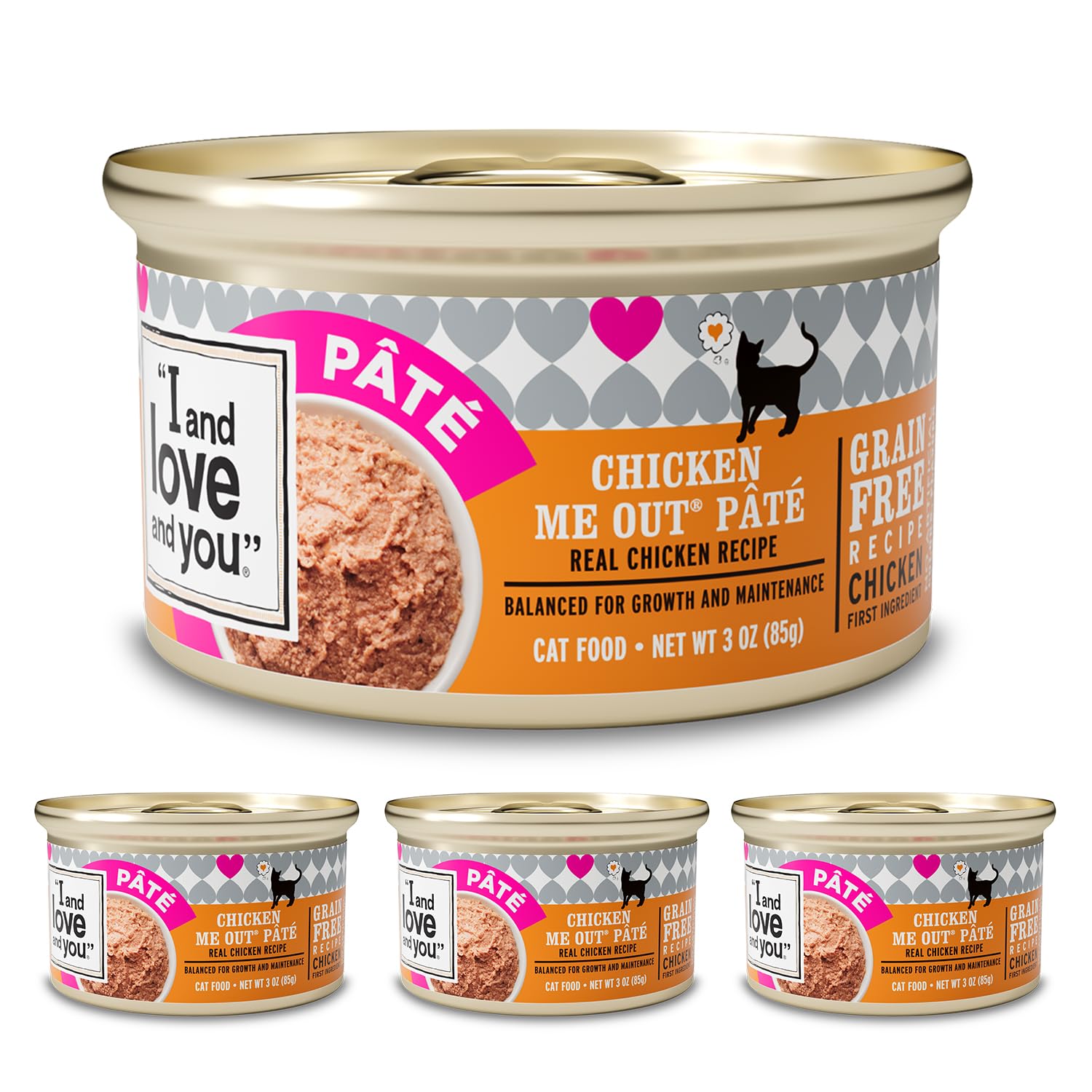 I and Love and You Wet Cat Food - Chicken Me Out Pt   - Chicken Recipe, Grain Free, Filler Free, 3oz Pack of 4 Cans