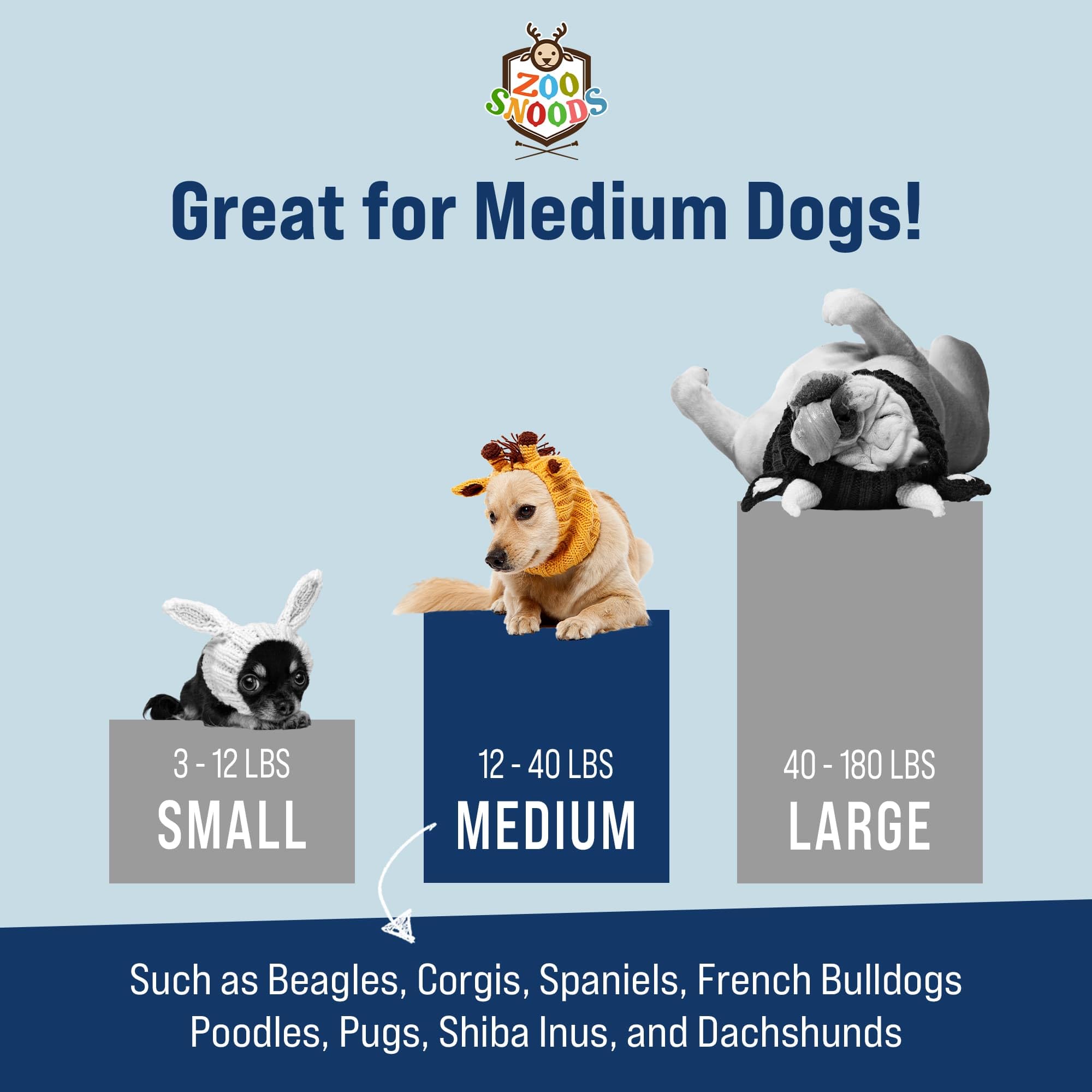 Zoo Snoods Bull Costume - Warm Knit Cow Dog Snood Wrap for Pets, Neck Ear Cover Protection for Halloween Winter (Medium)