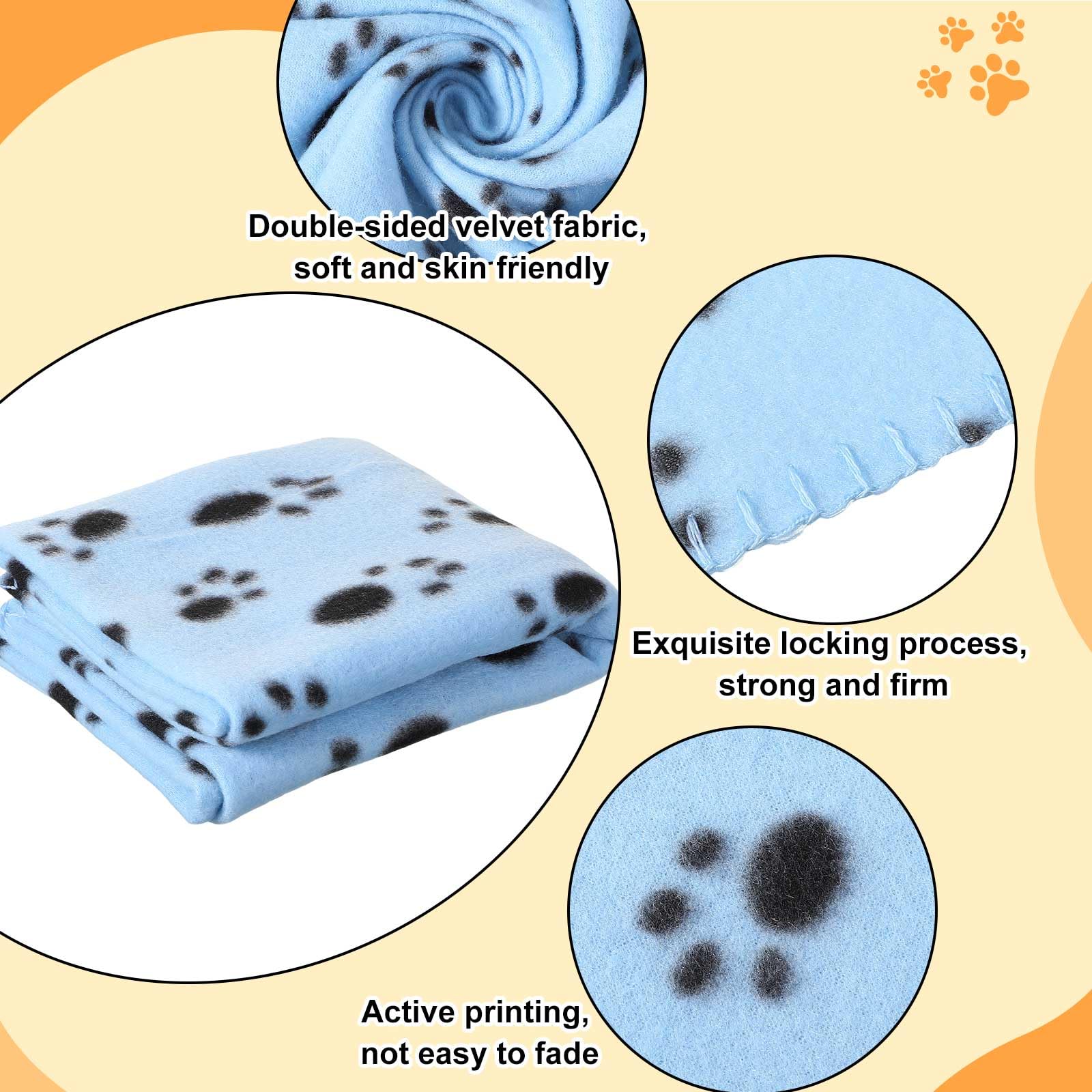 Preboun 50 Pack Puppy Blanket, Small 24x28 Inch Fleece Sleep Mat, Paw Print Design, 25 Styles, Soft for Dogs, Cats, and Small Pets