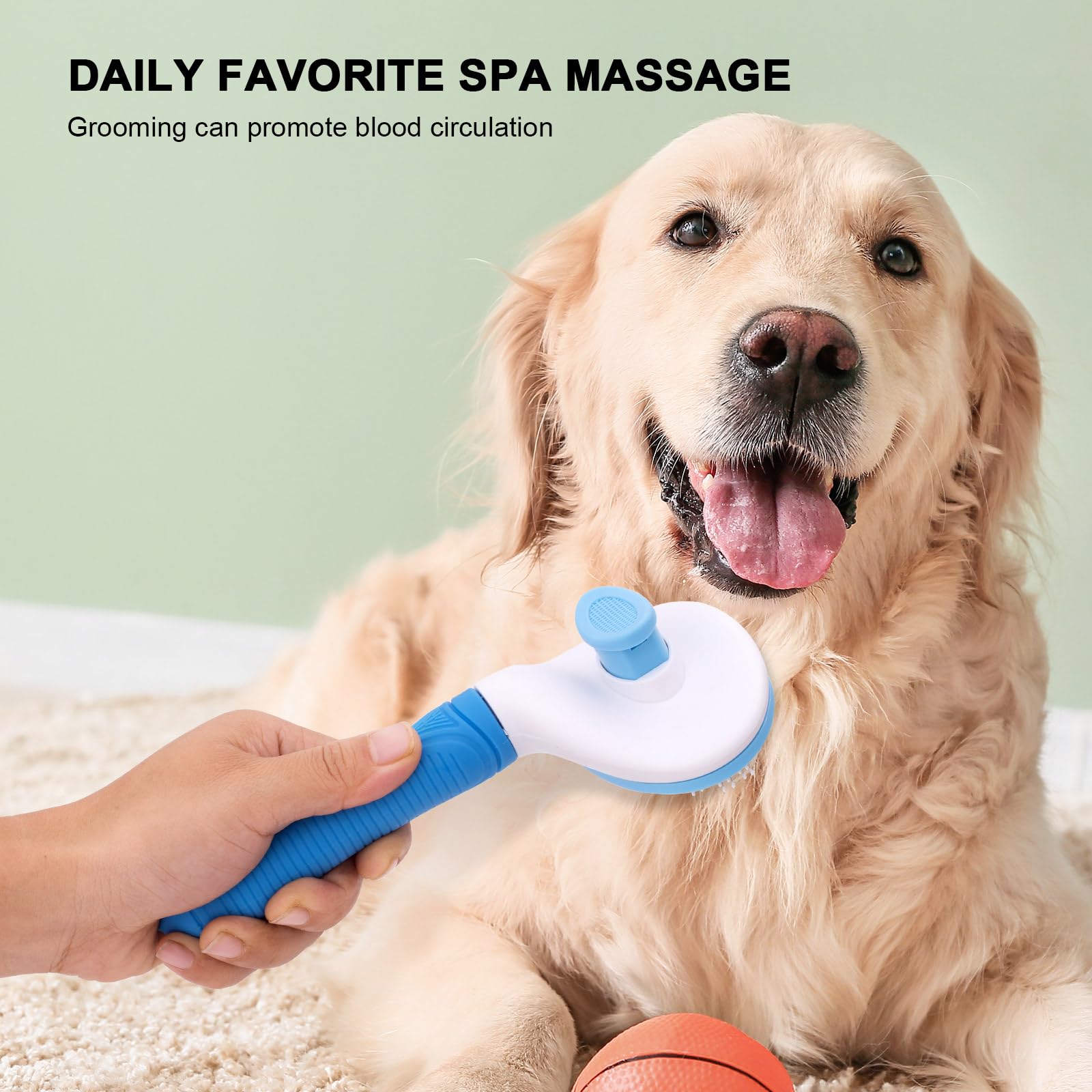 Self Cleaning Slicker Brush For Pet Grooming - Removes Loose Undercoat And Sheds, Suitable For Long And Short Hair Cats And Dogs