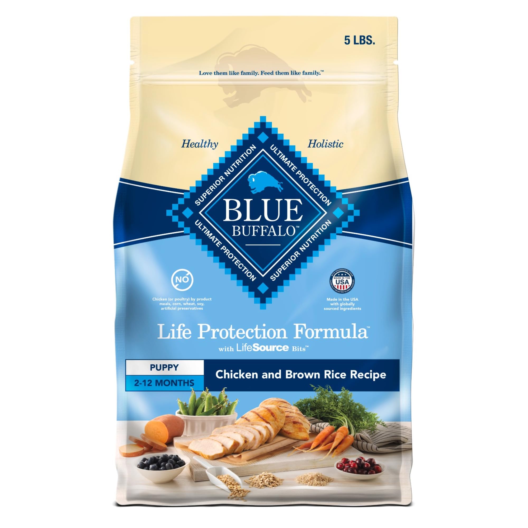 Blue Buffalo Life Protection Formula Puppy Dry Dog Food with DHA and ARA, Made with Natural Ingredients, Chicken & Brown Rice Re