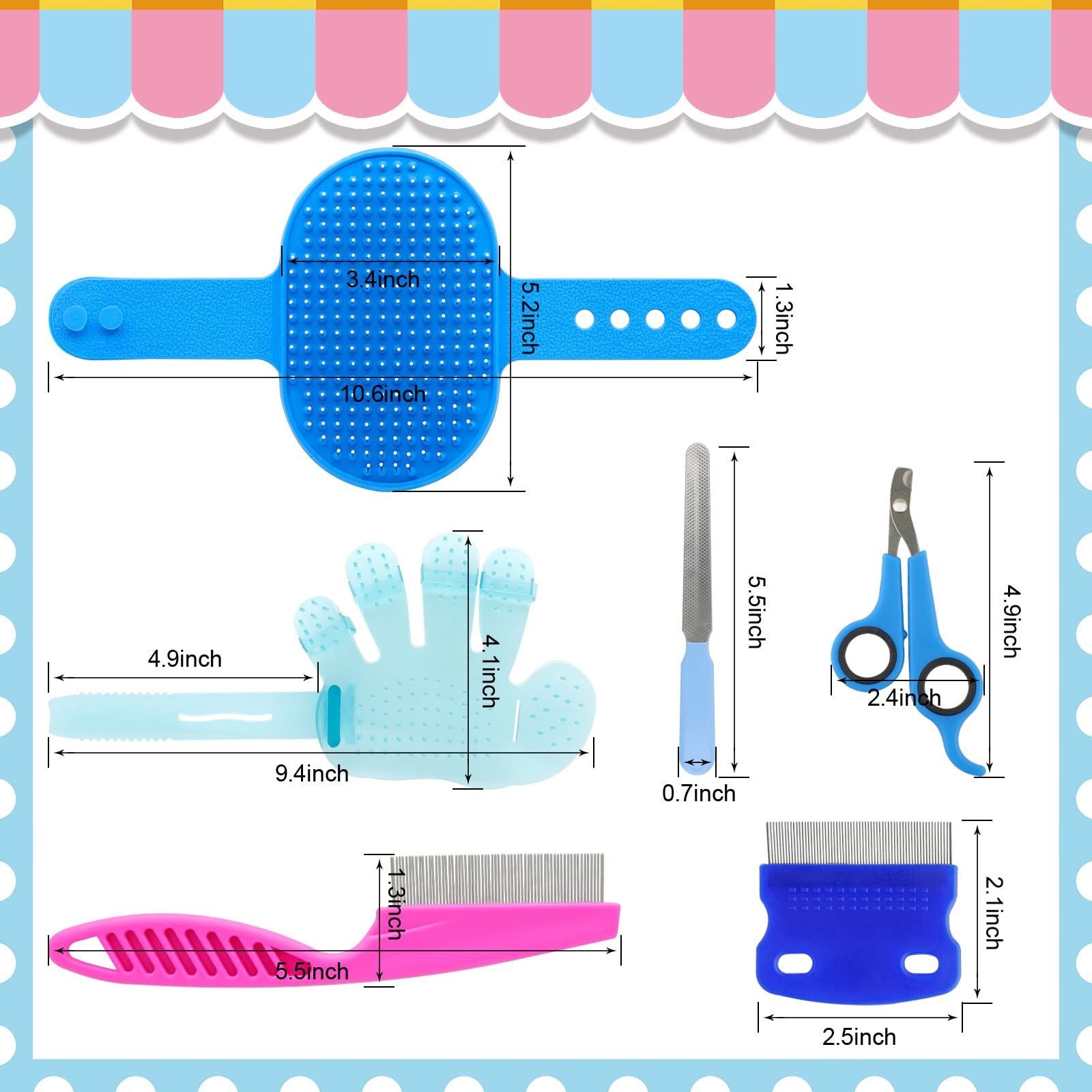 Rabbit Grooming Kit, Rabbit Brush For Shedding With Bunny Nail Clipper, Rabbit Nail Trimmers With Pet Combs For Hamster Guinea P