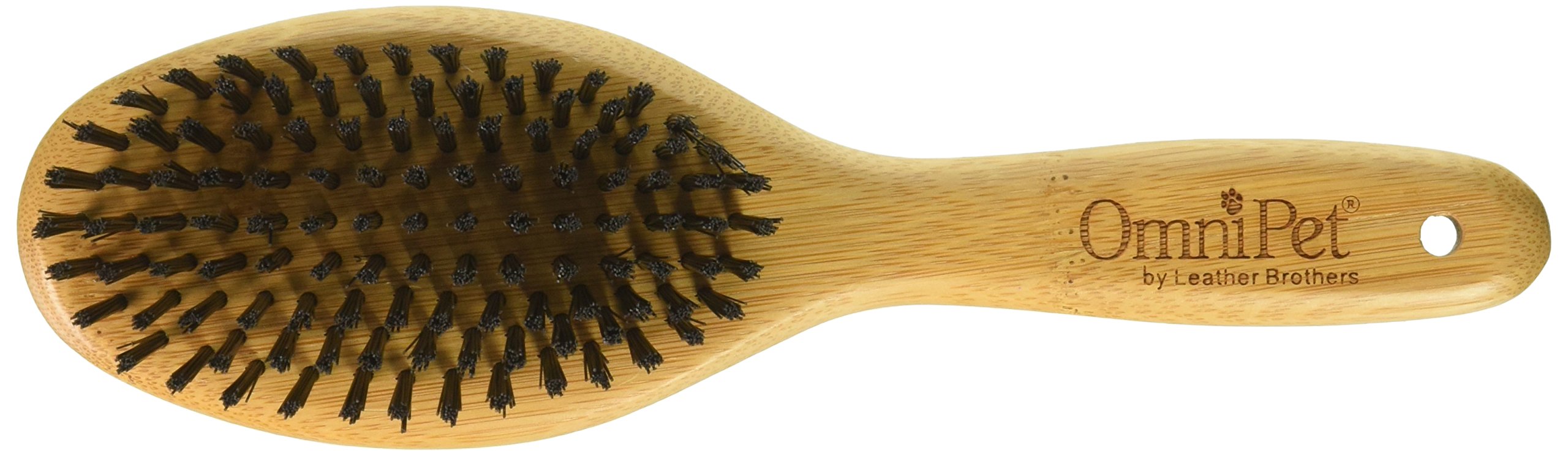 Omnipet Pro-Finish Bristle Grooming Brush With Carbonized Bamboo Handle, Large, 9