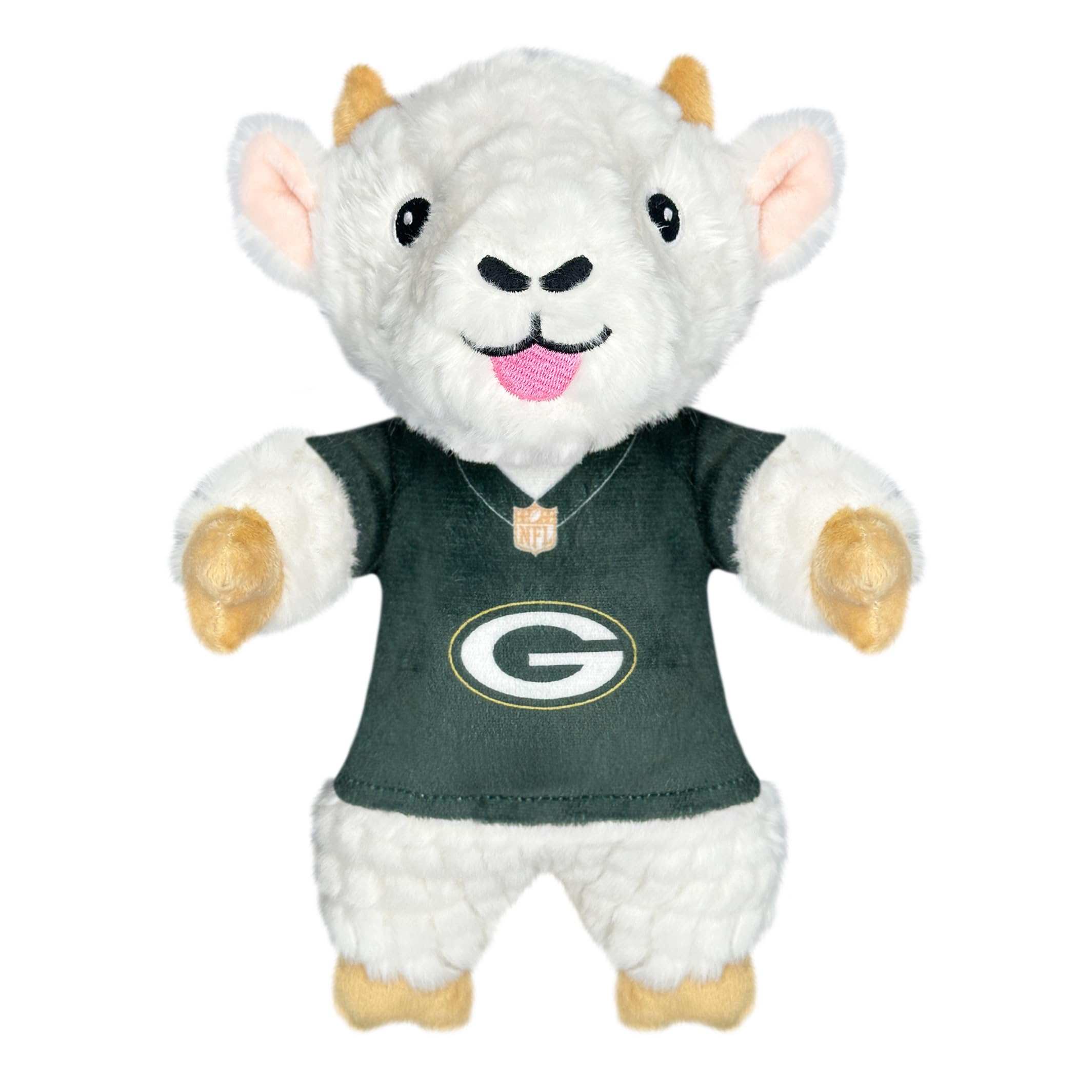 Pets First NFL Green Bay Packers Goat Plush Toy for Dogs and Cats with Squeaker, Wearing a Team Jersey! Fun & Sporty Goat Shaped
