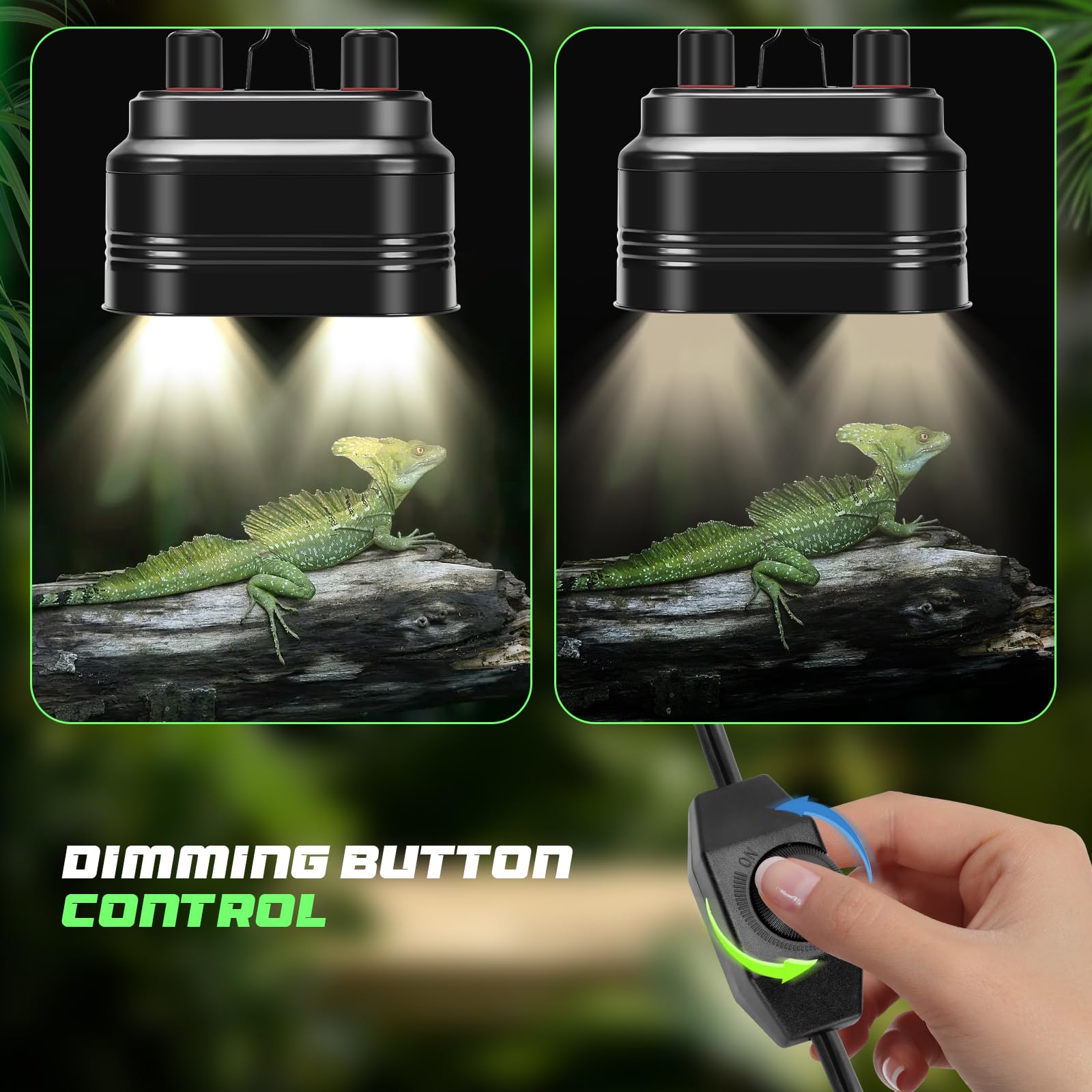 Mecesor Dual Reptile Light Fixture With Thermostat Switch And Independent Switch, Deep Dome Reptile Heat Lamp Fixture Optical Re