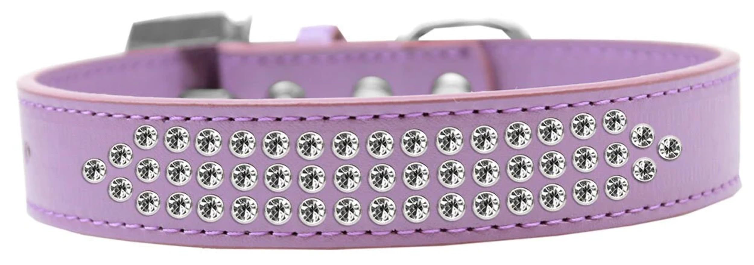 Dog, Puppy & Pet Fashion Collar, Three Row Clear Crystal Rimsets White 18
