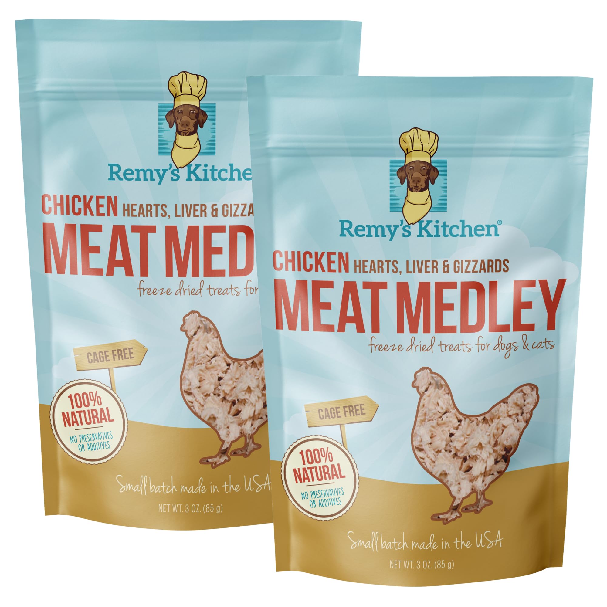 Remys Kitchen Chicken Meat Medley Freeze Dried Dog Treats USA Sourced and Small Batch Made - Human-Grade, All Natural Dog Treats