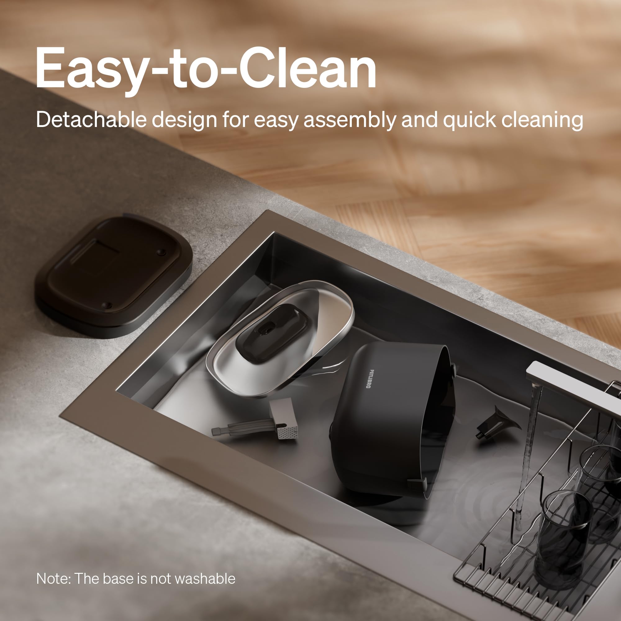 PETLIBRO Cordless Cat Water Fountain - 2.5L Battery Operated, Stainless Steel Tray, Easy to Clean, BPA-Free, Black