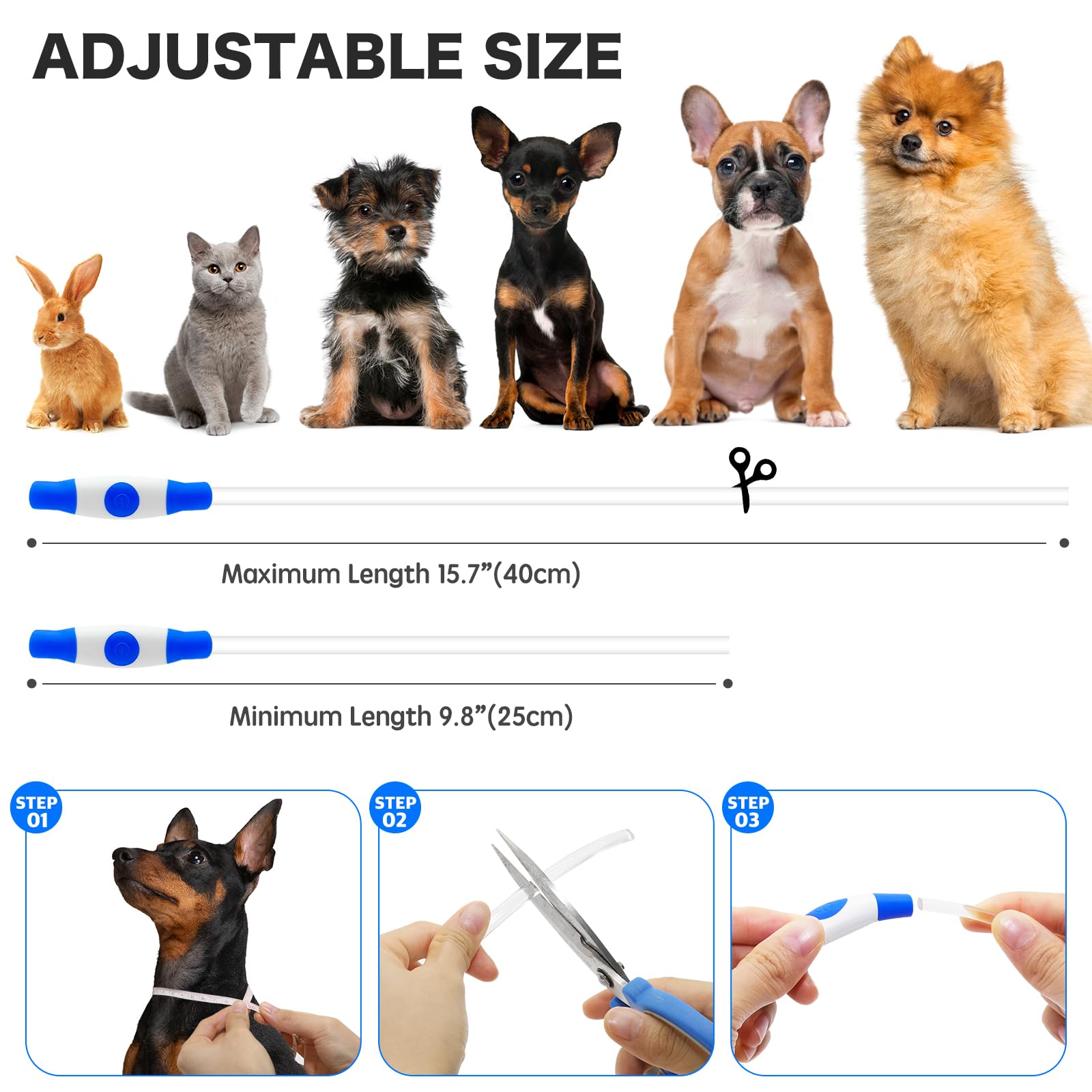 Bseen Light Up Dog Collar, Rechargeable Led Puppy Collar Waterproof Glowing Pet Collar Tpu Cuttable Lighted Dog Collar For Small Medium Large Dogs (Xs- Blue(40Cm))