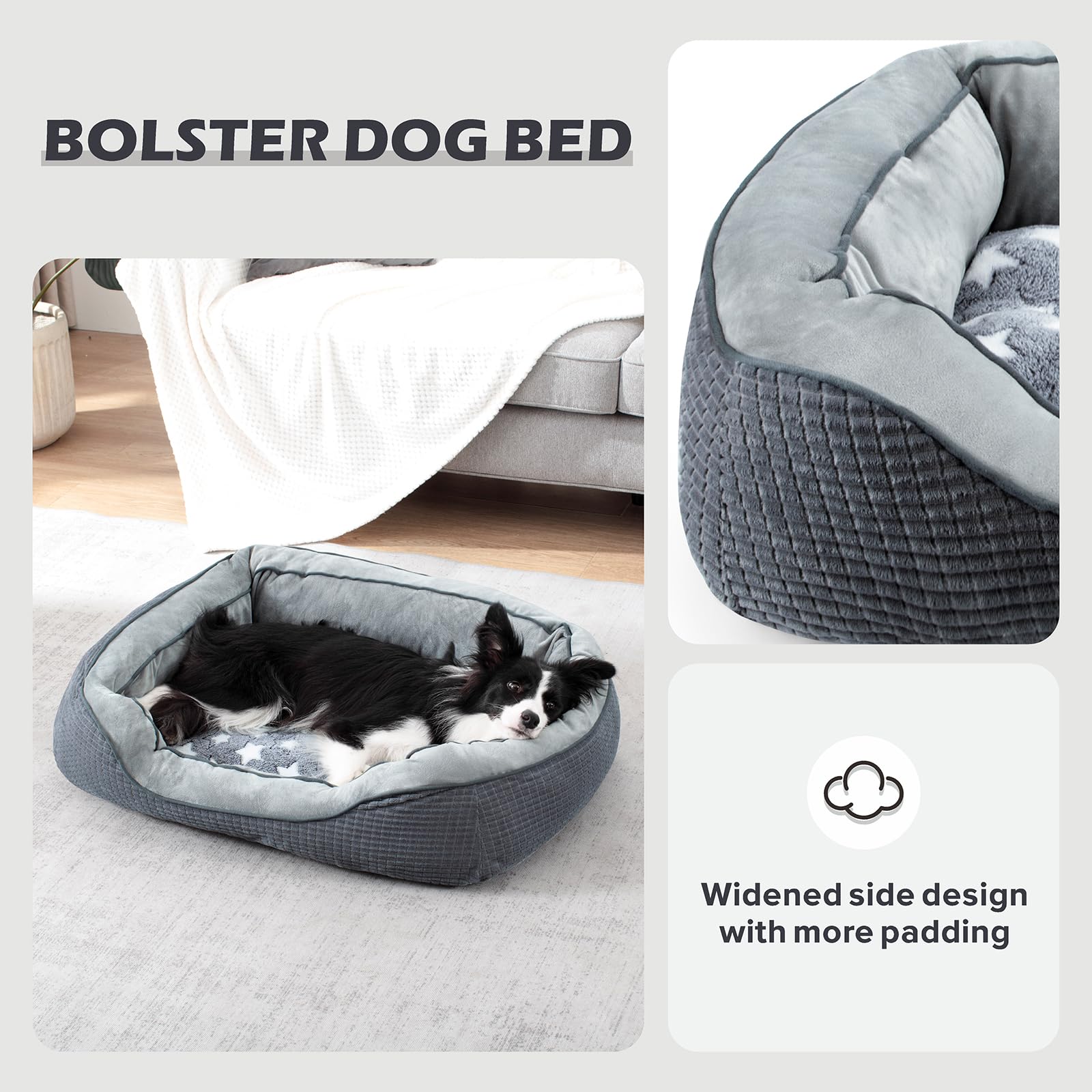 Siwa Mary Dog Beds For Large Dogs, Washable Dog Sofa Bed With Wide Sides, Pentagram Pattern Design, Durable Pet Cuddler Bed, Warming Soft Orthopedic Dog Bed For Pet Sleeping, Non-Slip Bottom