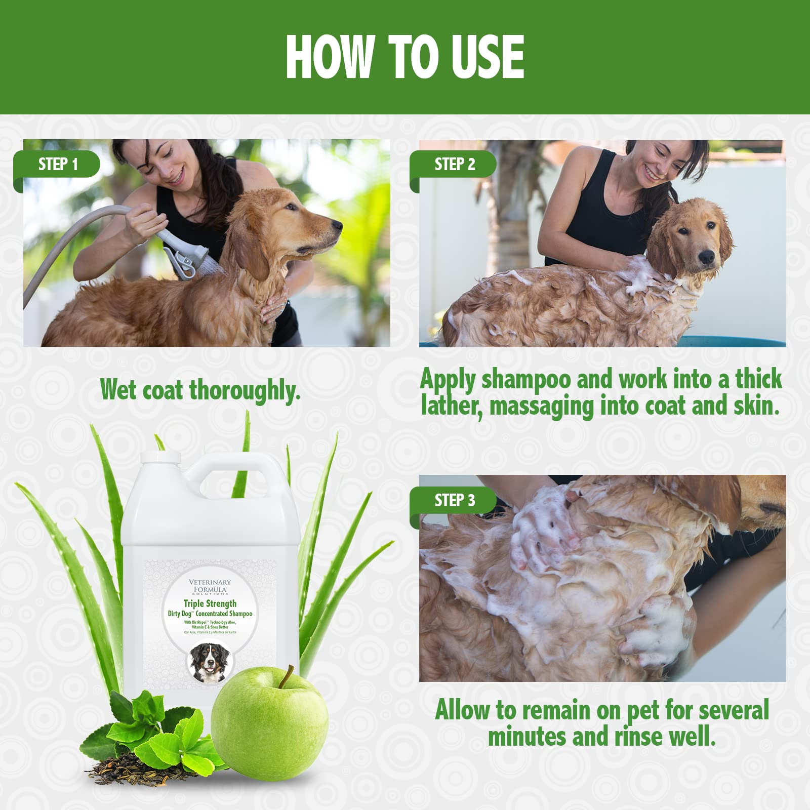 Veterinary Formula Solutions Triple Strength Dirty Dog Concentrated Shampoo, 1 Gallon - DirtRepel Technology Cleans Extra Dirty