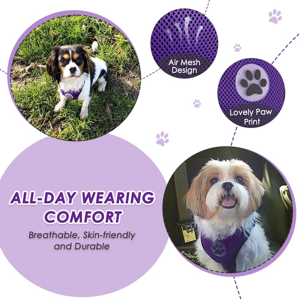 Lukovee Dog Safety Vest Harness with Seatbelt, Dog car Harness Seat Belt Adjustable Pet Harnesses Double Breathable Mesh Fabric
