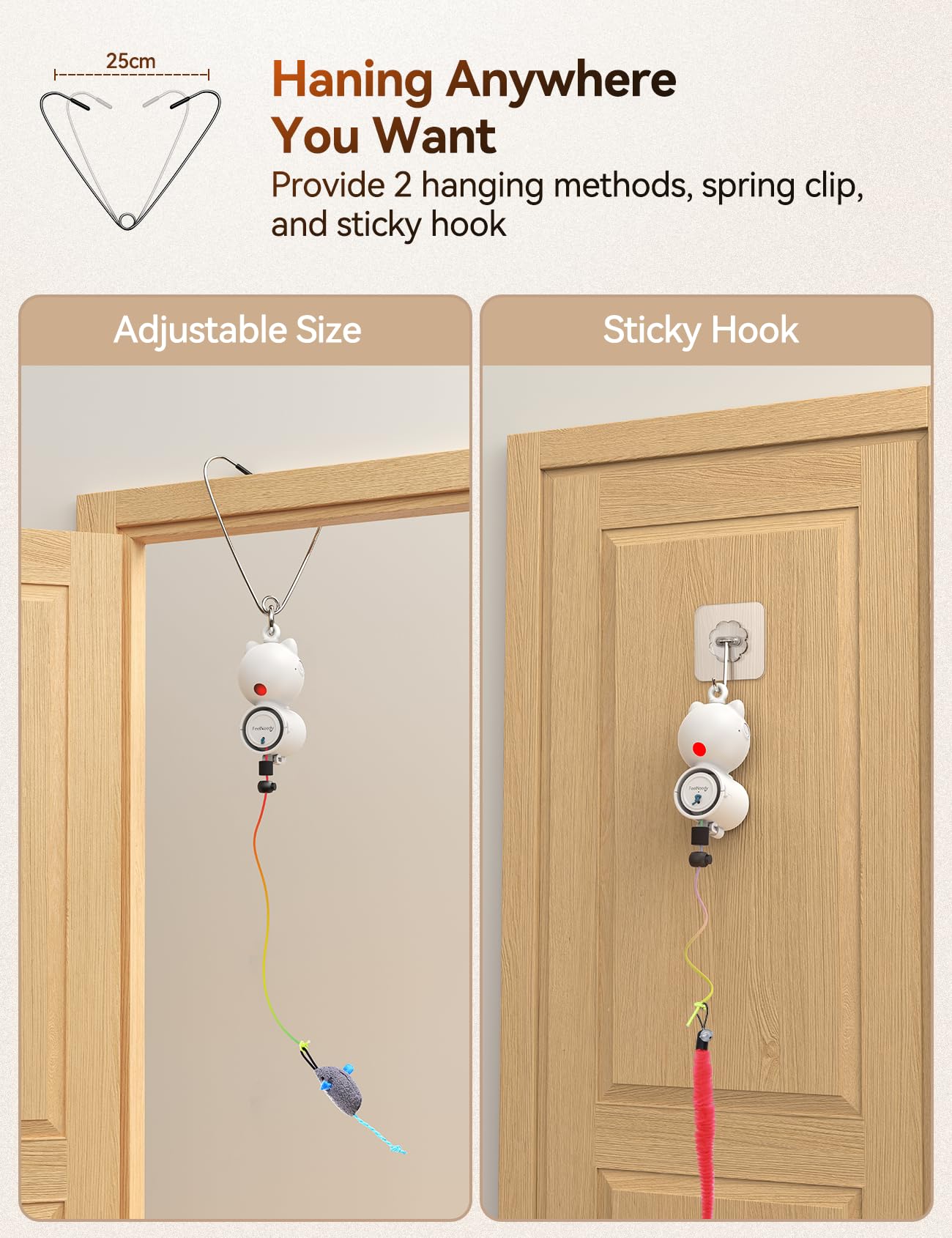 Feelneedy Laser Interactive Cat Toys, Led Light, 8 Pcs Replacement Teaser With Bell Refills, Feather & Mouse Cats Toy, Hanging C