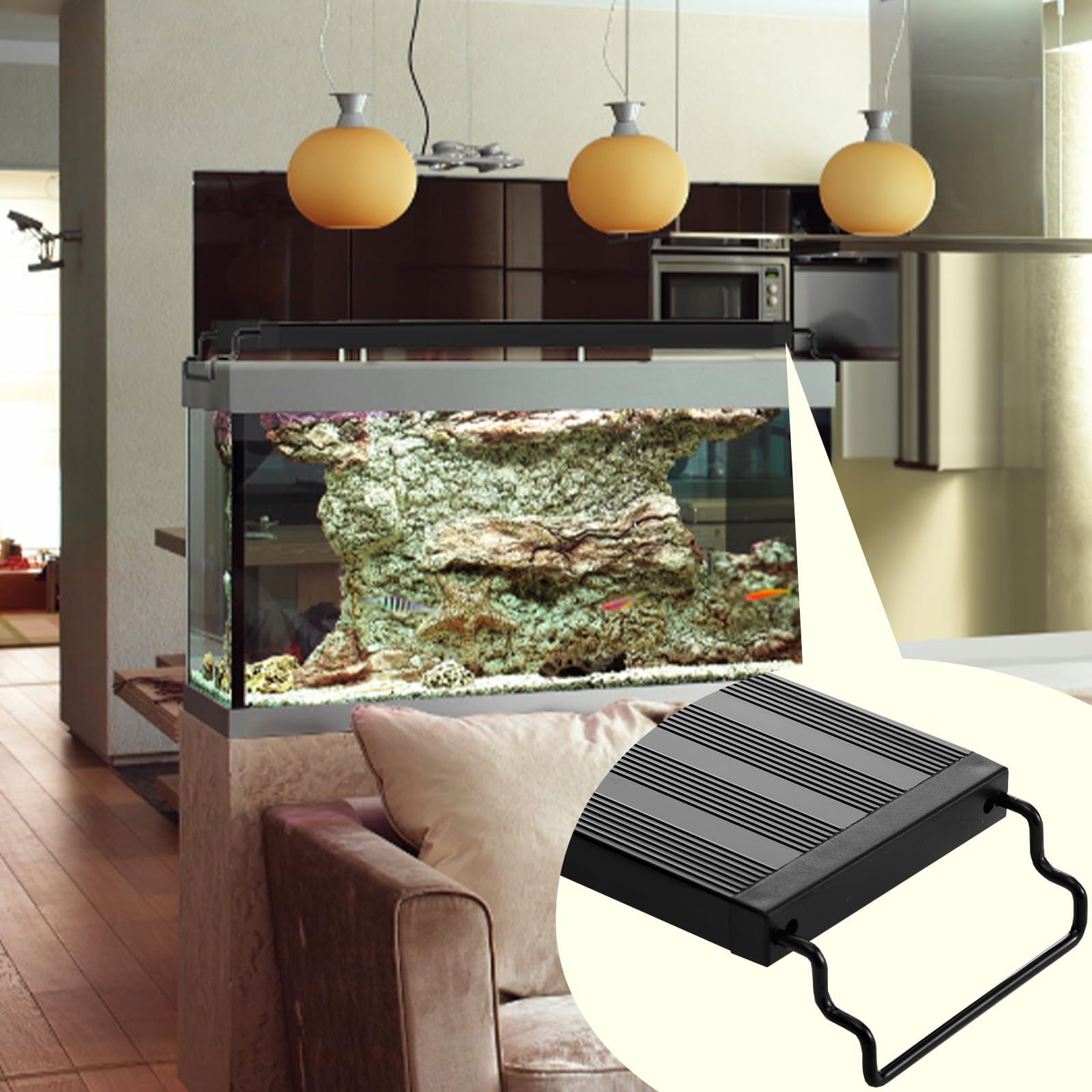Vevor Aquarium Light, 14W Full Spectrum Fish Tank Light With 5 Levels Adjustable Brightness, Adjustable Timer And Power-Off Memo