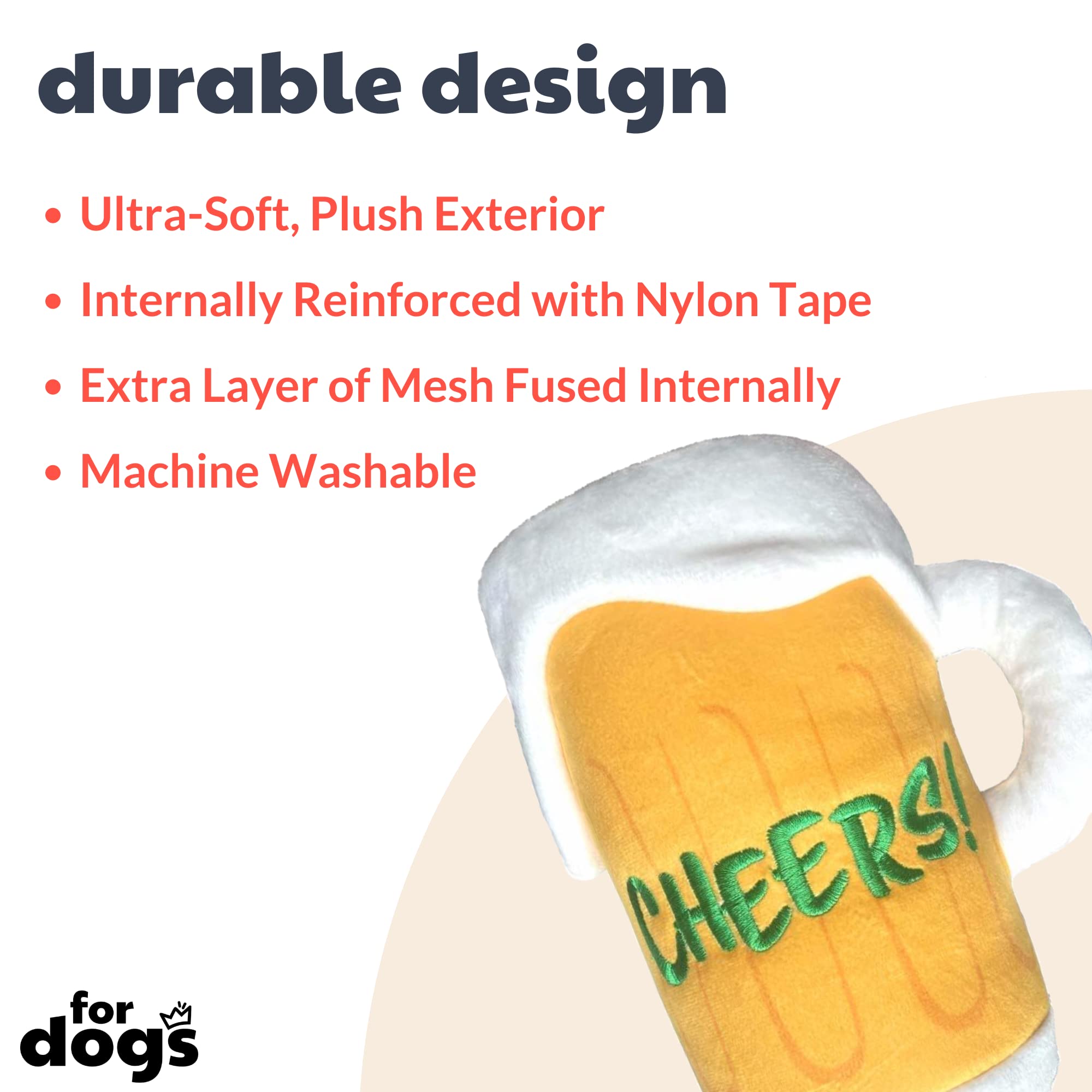 Huxley & Kent For Dogs | Cheers (Large) | Power Plush Dog Toy With Squeaker