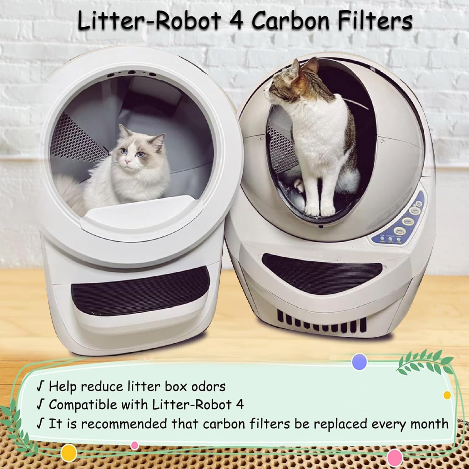Lubise 8Pcs Carbon Filters for Litter-Robot 4, Thickened Activated Charcoal, Odor Elimination, L4 Filters, Durable Design
