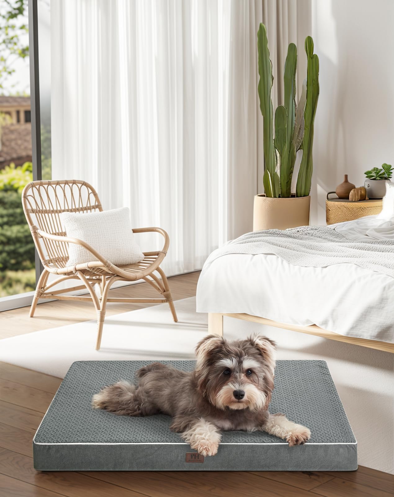 Dog Crate Bed Medium Size Dog Beds,Large Orthopedic Washable Dogs Bed,Waterproof Cover Plush Kennel Comfort Pet Beds Mat,Egg Foa