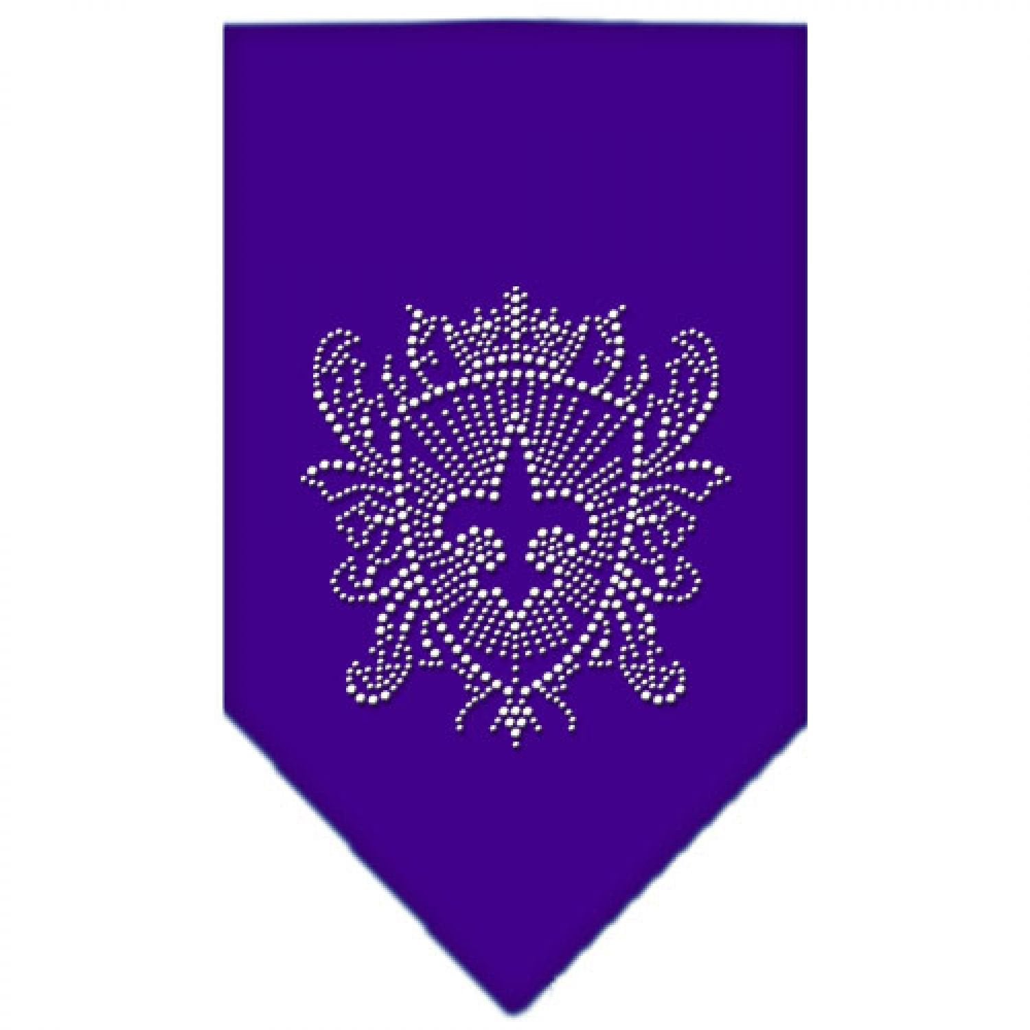 Pet and Dog Bandana Rhinestone, "Fleur De Lis Shield" Purple Small