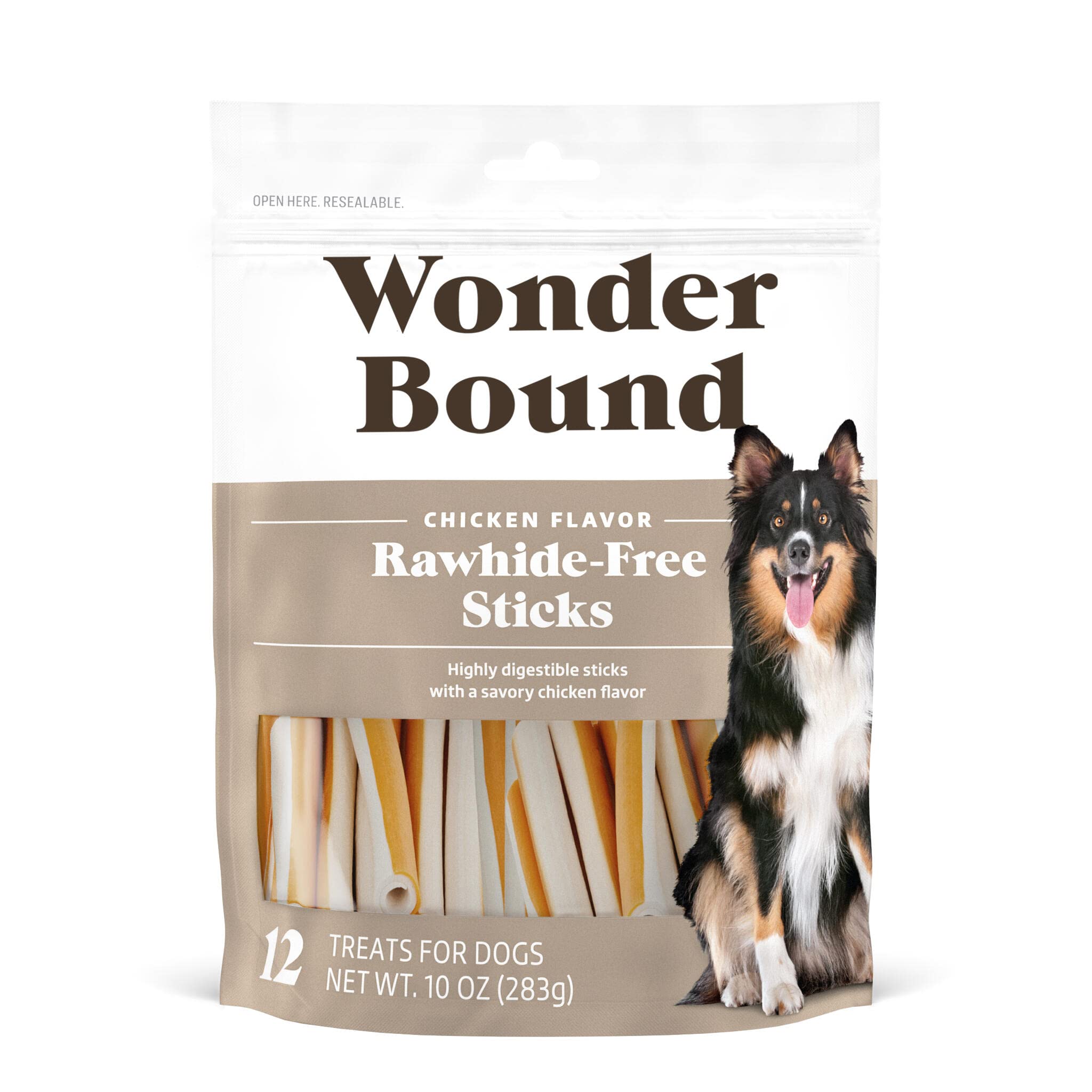 Wonder Bound Chicken Flavor Dog Treat Sticks - 12 Count - Rawhide-Free, Dental Health Chews for Plaque & Tartar Control, Easy Di