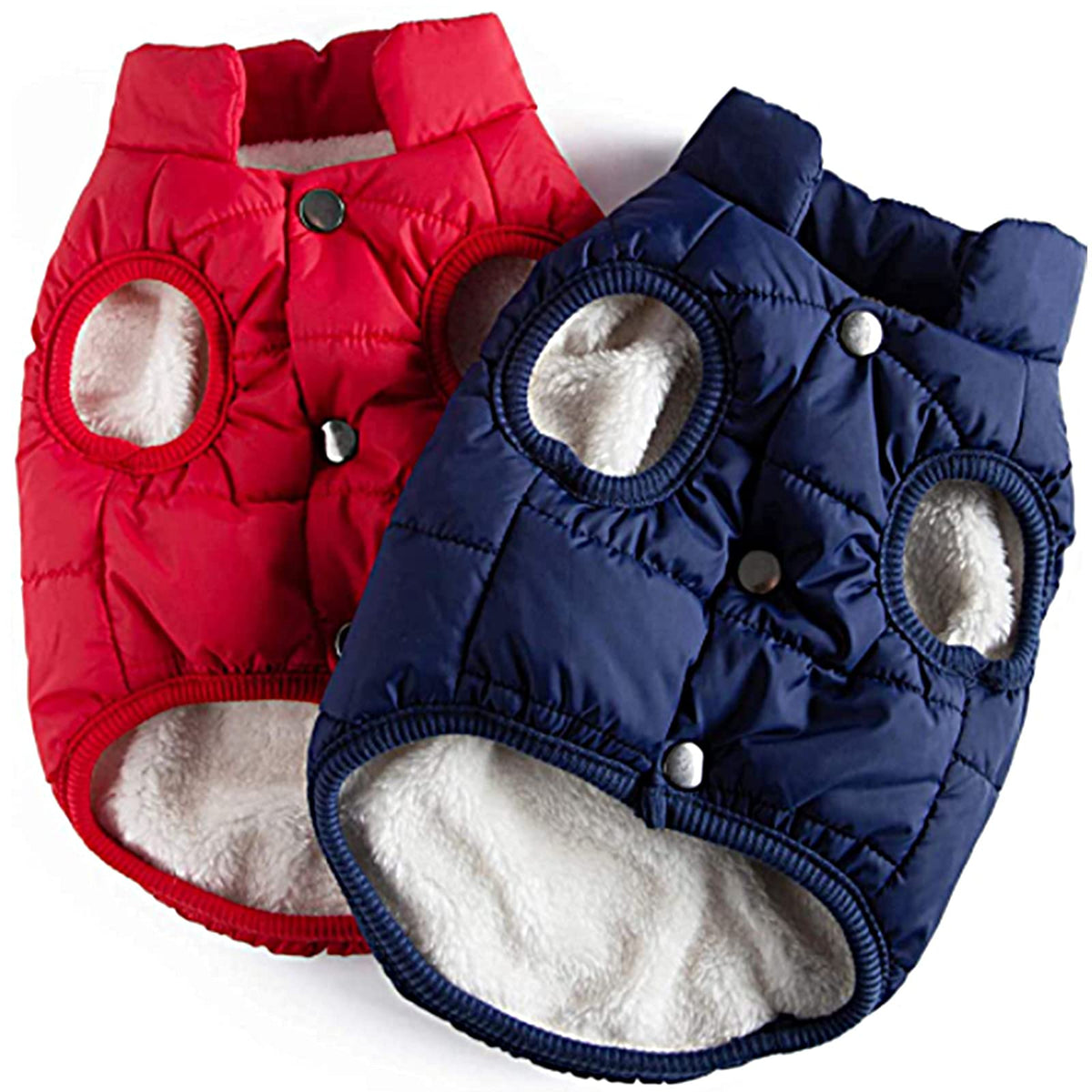 2 Pieces Pet Dog Jacket 2 Layers Fleece Lined Warm Dog Jacket Soft Windproof Small Dog Coat For Winter Cold Weather (M)