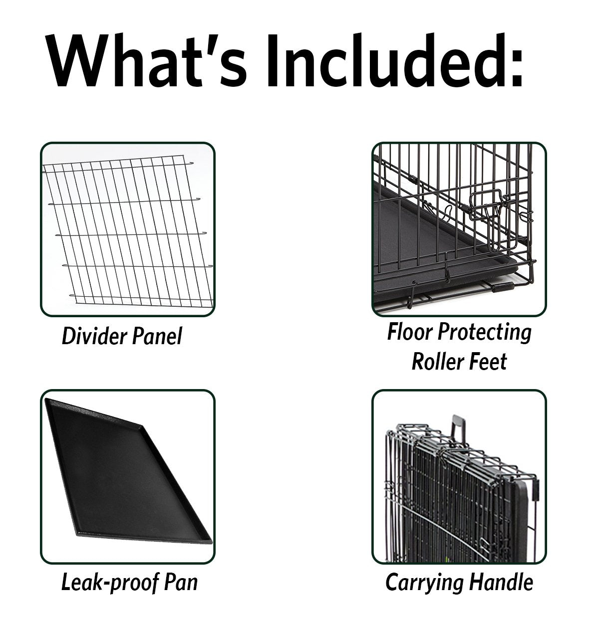 Midwest Homes For Pets Ultima Pro Series 42' Dog Crate | Extra-Strong Double Door Folding Metal Dog Crate W/Divider Panel, Floor Protecting 'Roller Feet' & Leak-Proof Plastic Pan