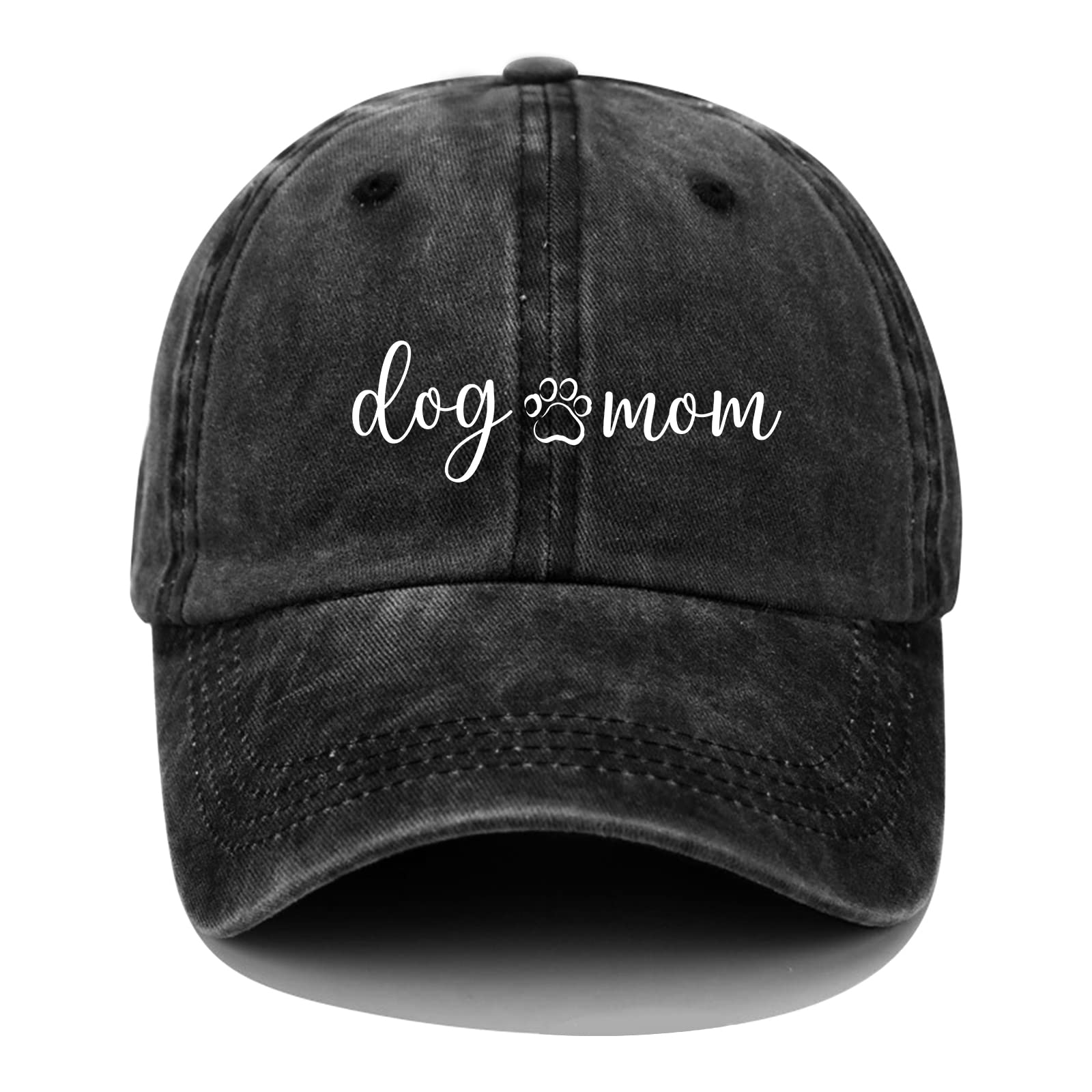 Harycnct Women'S Dog Mom Hat Vintage Adjustable Baseball Cap Washed Cotton Denim Dog Girls Hat