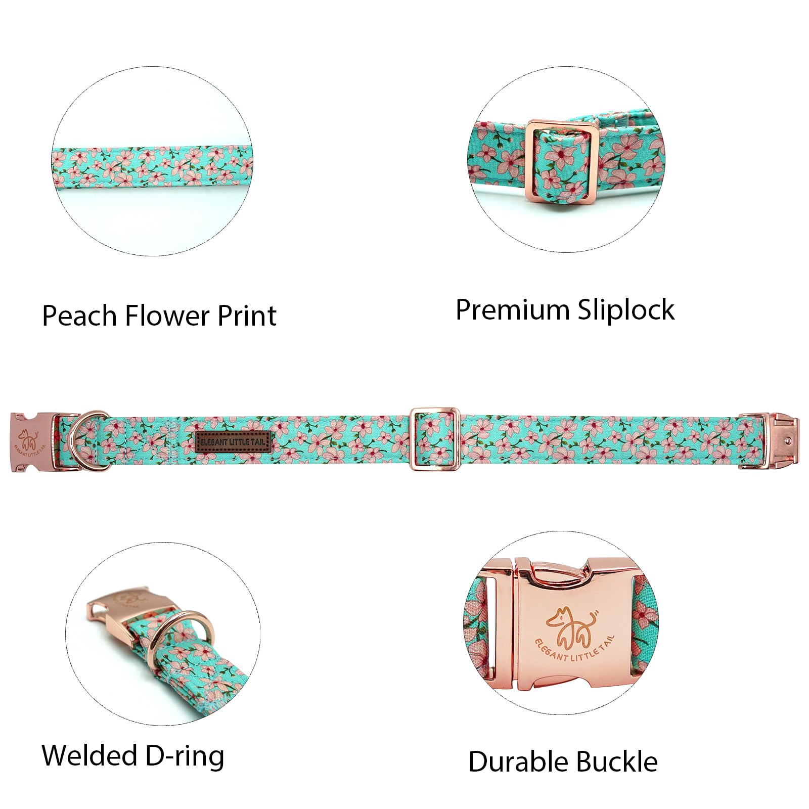 Elegant Pink Floral Print Summer Dog Collar - Cotton, Durable, Metal Buckle For X-Large Dogs