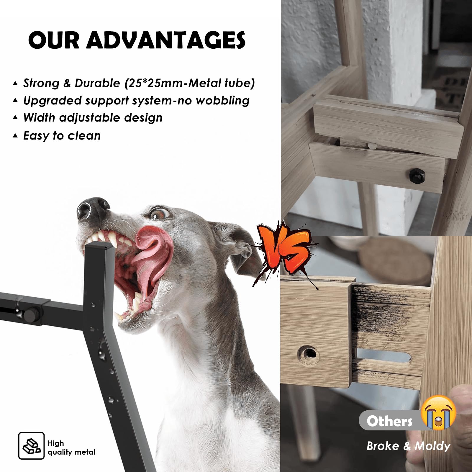 Tidant Elevated Dog Bowl Stand For Medium To Large Dogs, Adjustable Width For 7-10.6'' Bowls, 11'' Tall Single Holder, Black