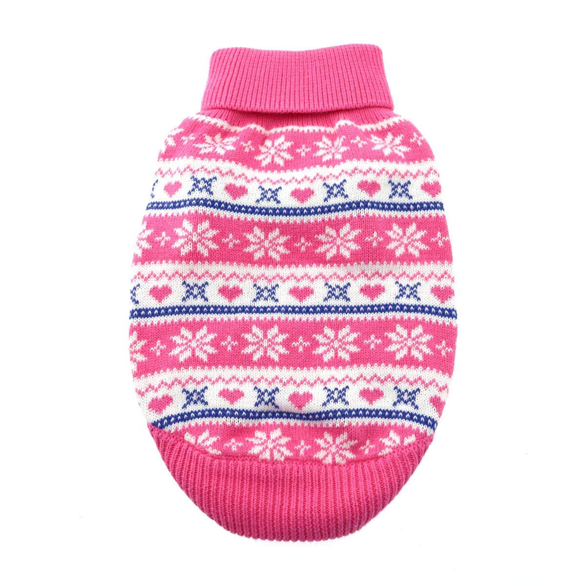 Doggie Design Combed Cotton Snowflake Hearts Dog Sweater (3X-Large, Pink)