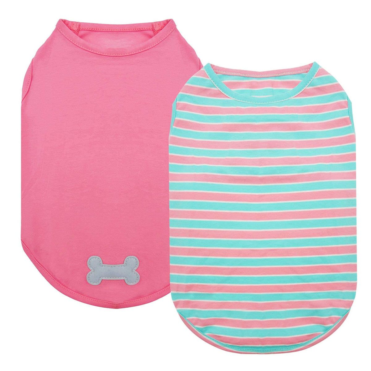 Kyeese 2Pack Dog Shirts Striped For Small Dogs Soft Stretchy Dog T-Shirts Lightweight Tank Top Sleeveless Vest Breathable Cat Ou