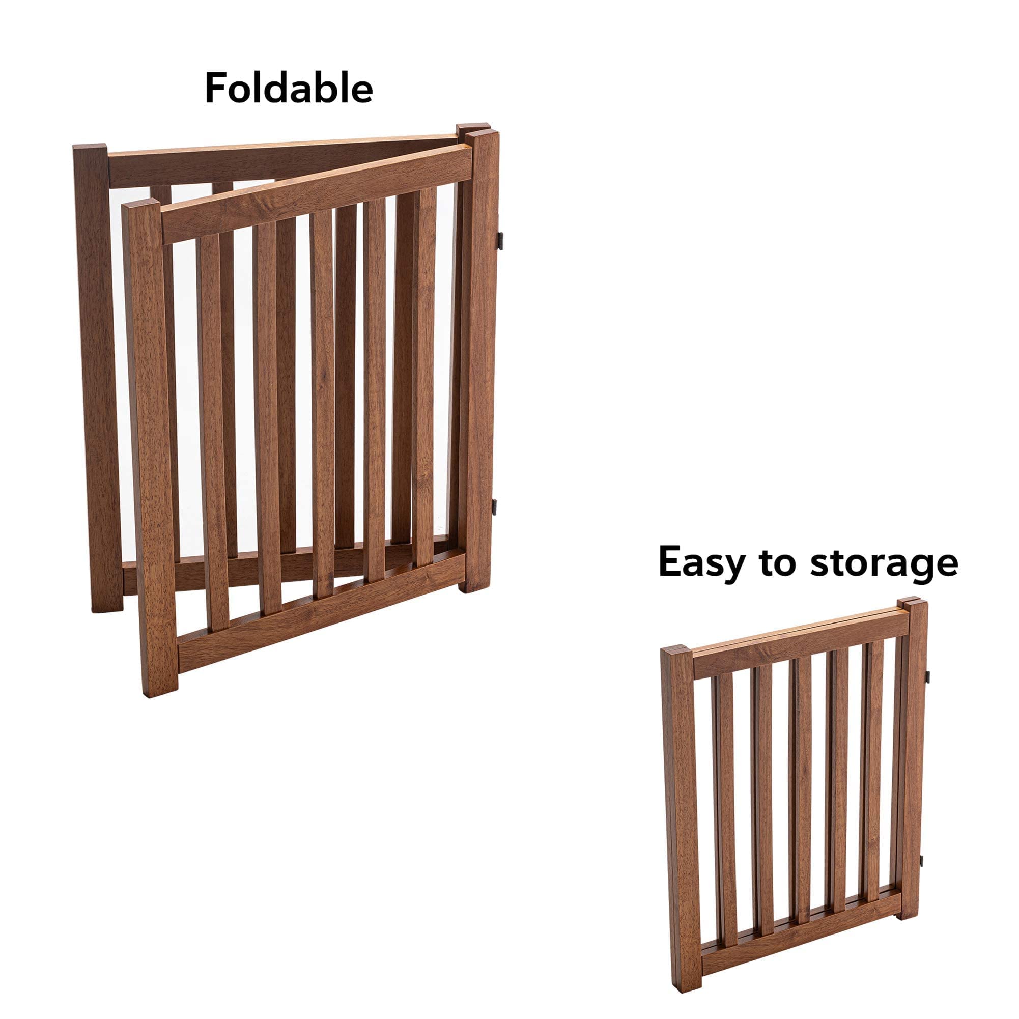 Lzrs Solid Hardwood Freestanding Pet Gate,Wooden Dog Gates For Doorways,Nature Wood Dog Gates For The House,Dog Gate For Stairs,Freestanding Indoor Gate Safety Fence,Oak,24' Height-2 Panels