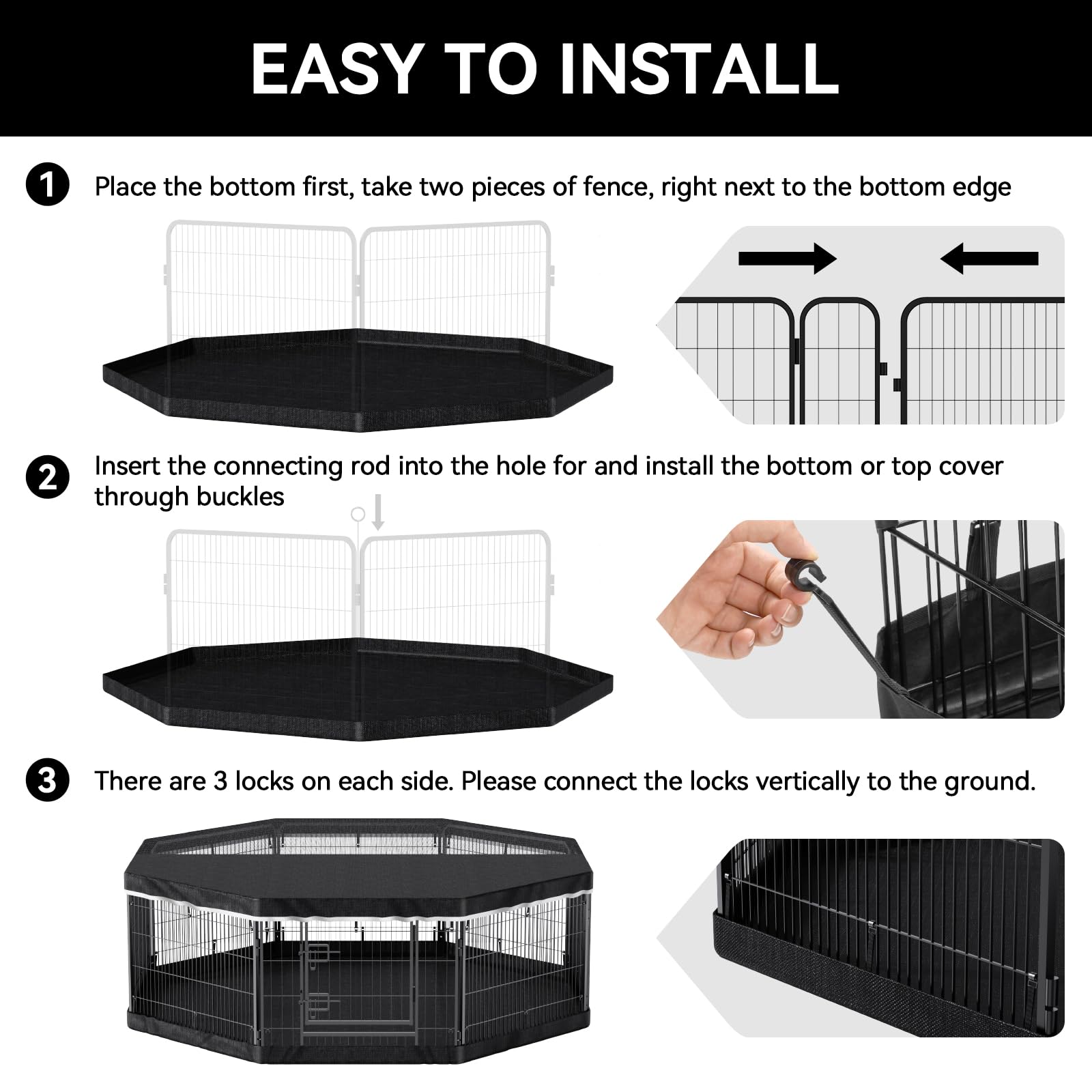 Pjyucien Dog Playpen Bottom Pad(Only Bottom Pad, No Playpen)- Stabilize The Dog Play Pen, Easy To Clean And Waterproof, Fits Mos