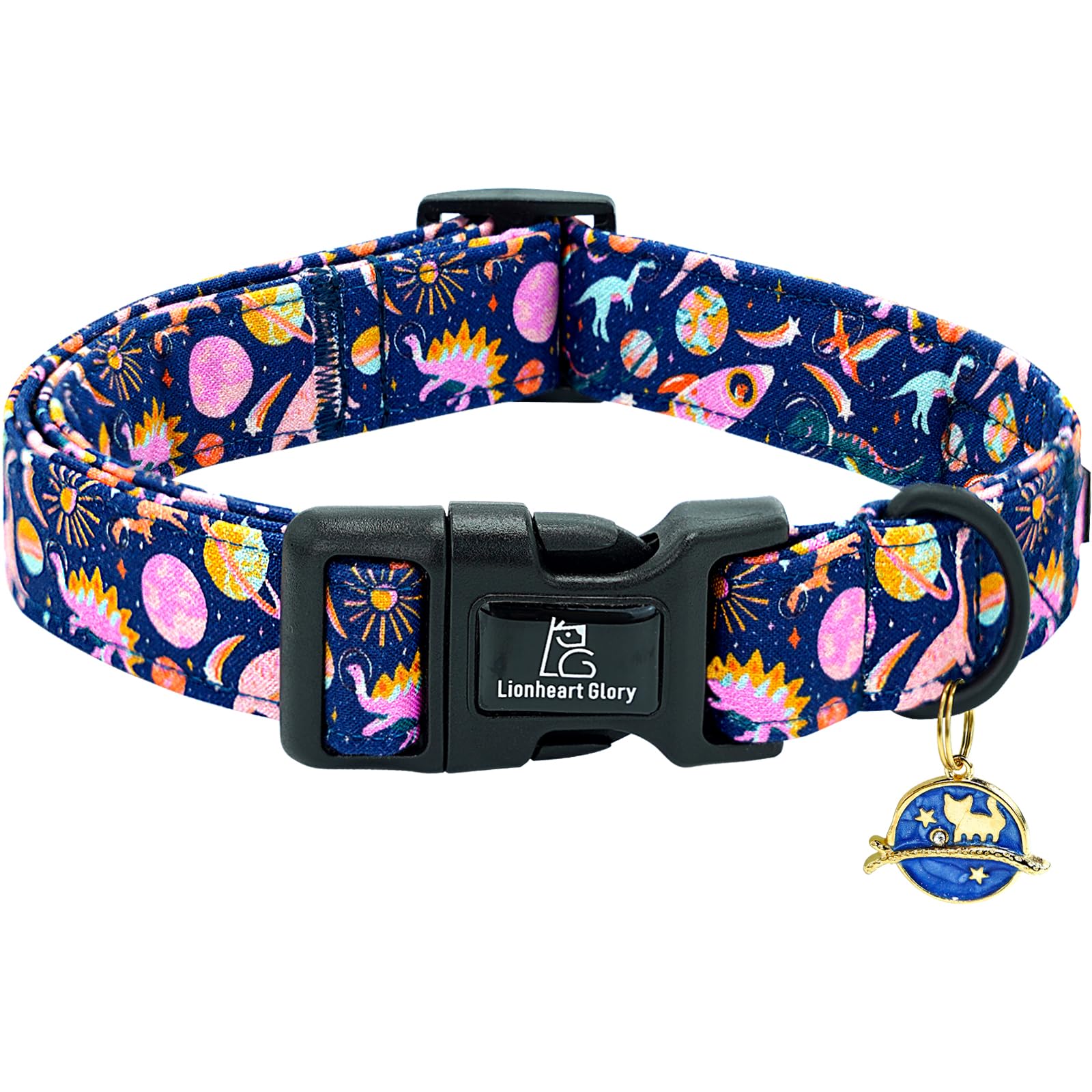 Lionheart Glory Dog Collar Dinosaurs Pattern Cute Collar For Medium Dogs Spring Summer Female Or Male Collars Pets Gift Adjustab