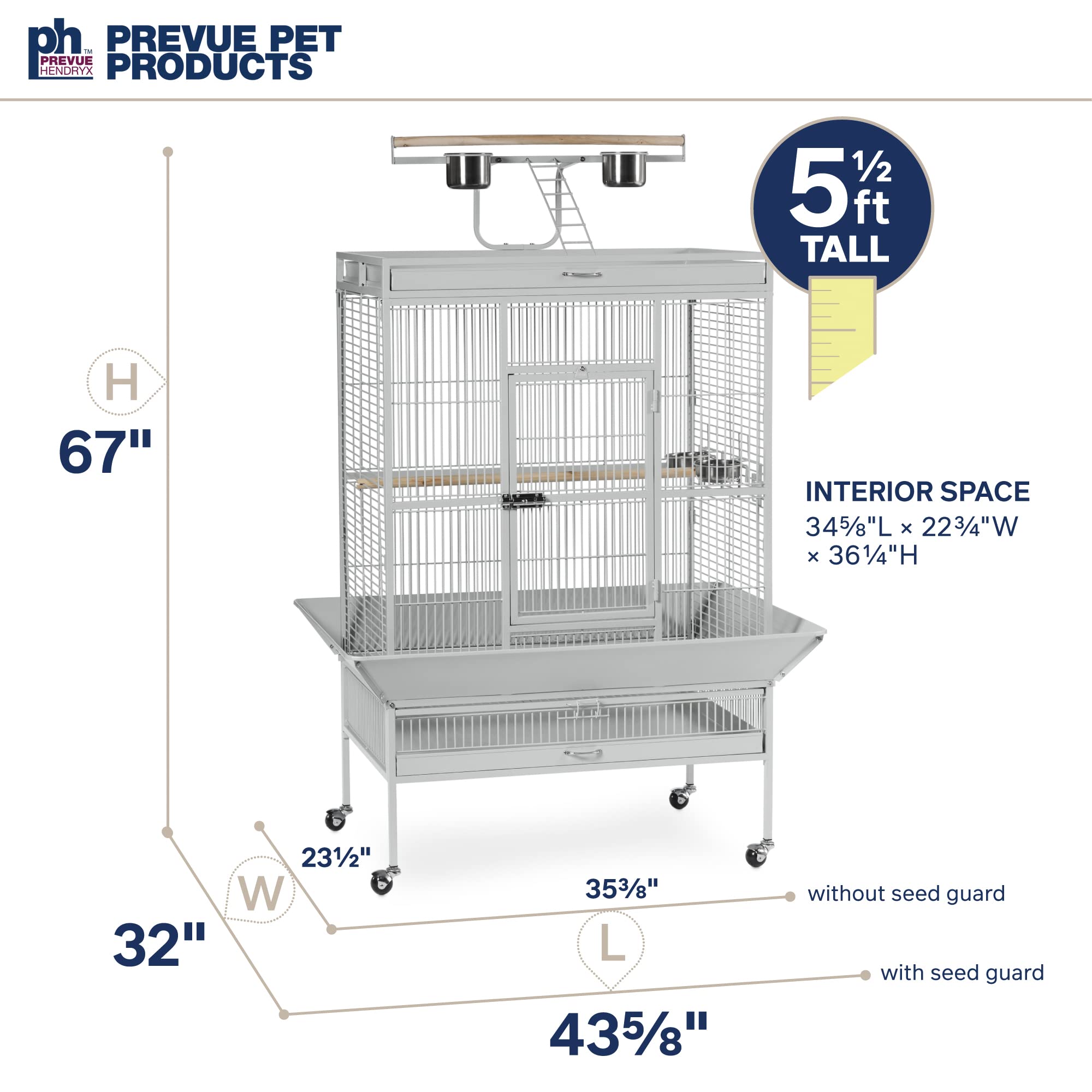 Prevue Pet Products Wrought Iron Select Bird Cage Pewter Hammertone 3151BLK