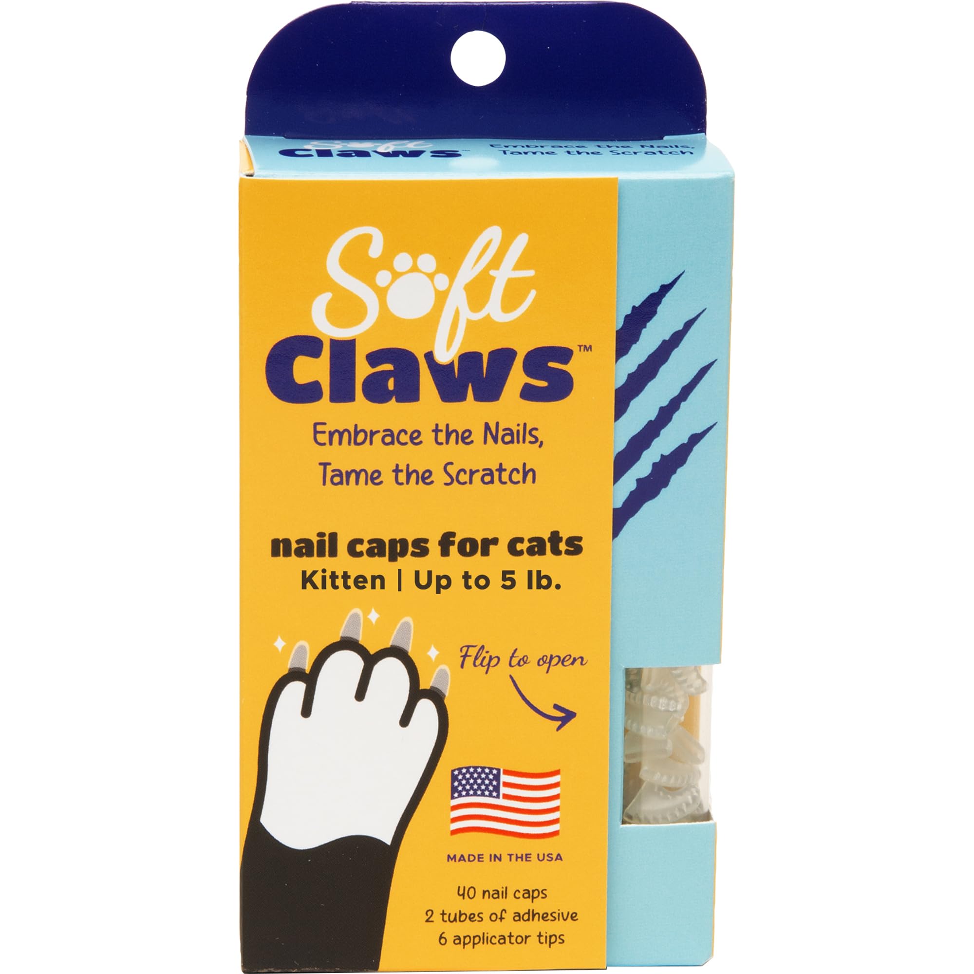 Soft Claws for Cats & Kitty - CLS (Cleat Lock System), Essentials for Kitten's First Year (20 Kitten Caps, 20 Small Caps), Color