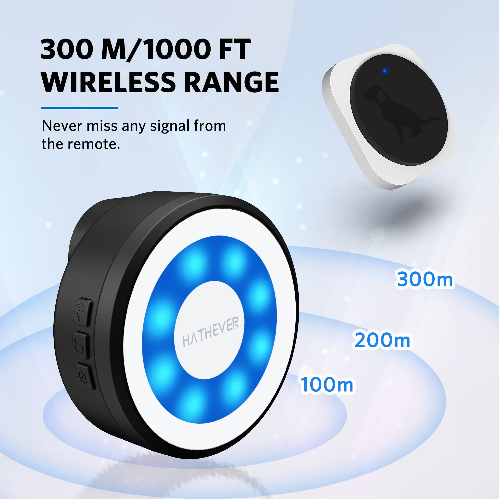 Hathever Dog Door Bell For Potty Training, Wireless Doggie Doorbell Operating At 1000 Feet With Chew Resistant Ip65 Waterproof T