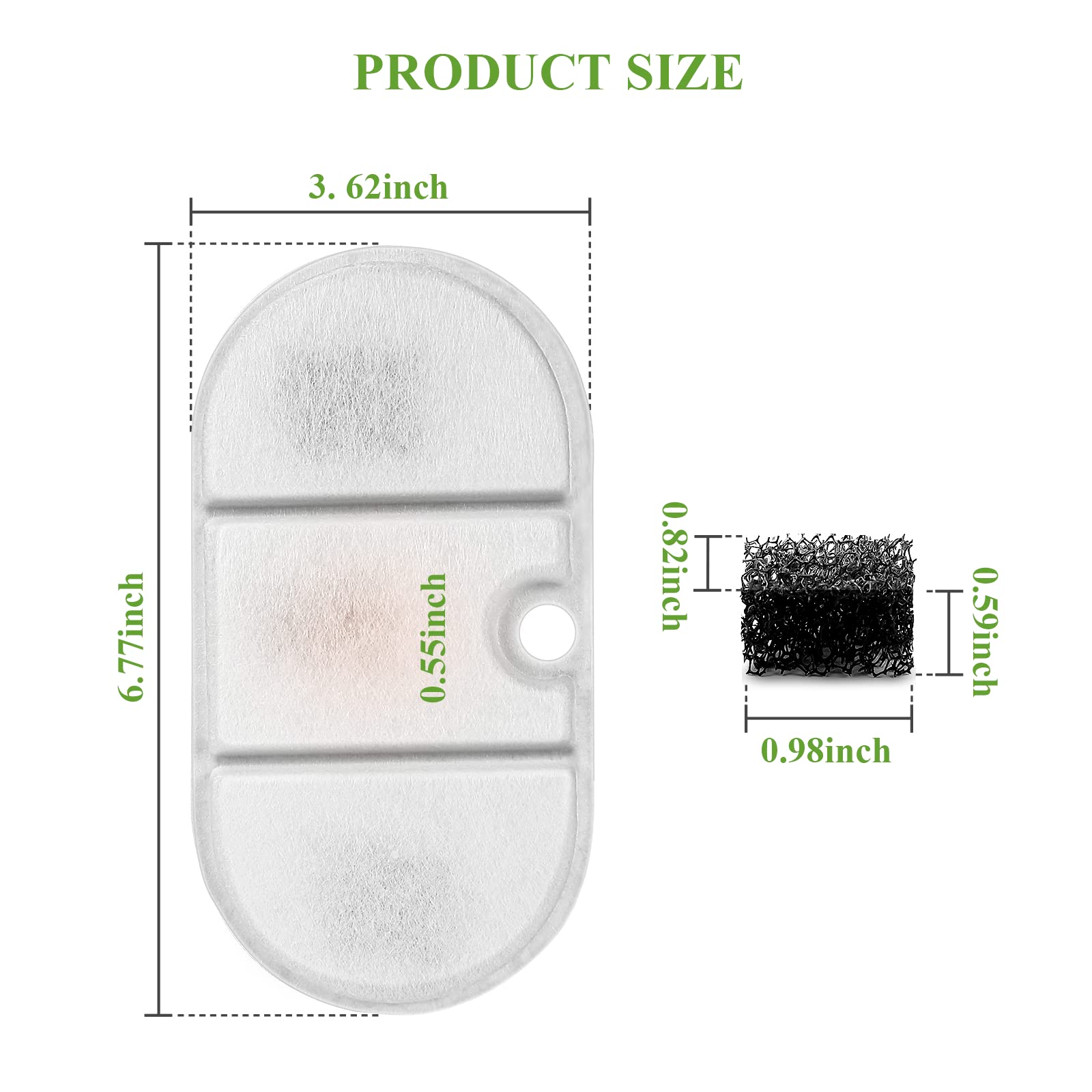 8 Pack Cat Water Fountain Filters with 8 Sponges, Pet Water Fountain Replacement Filter for 71oz/2.1L PLWF002 Capsule Cat Water