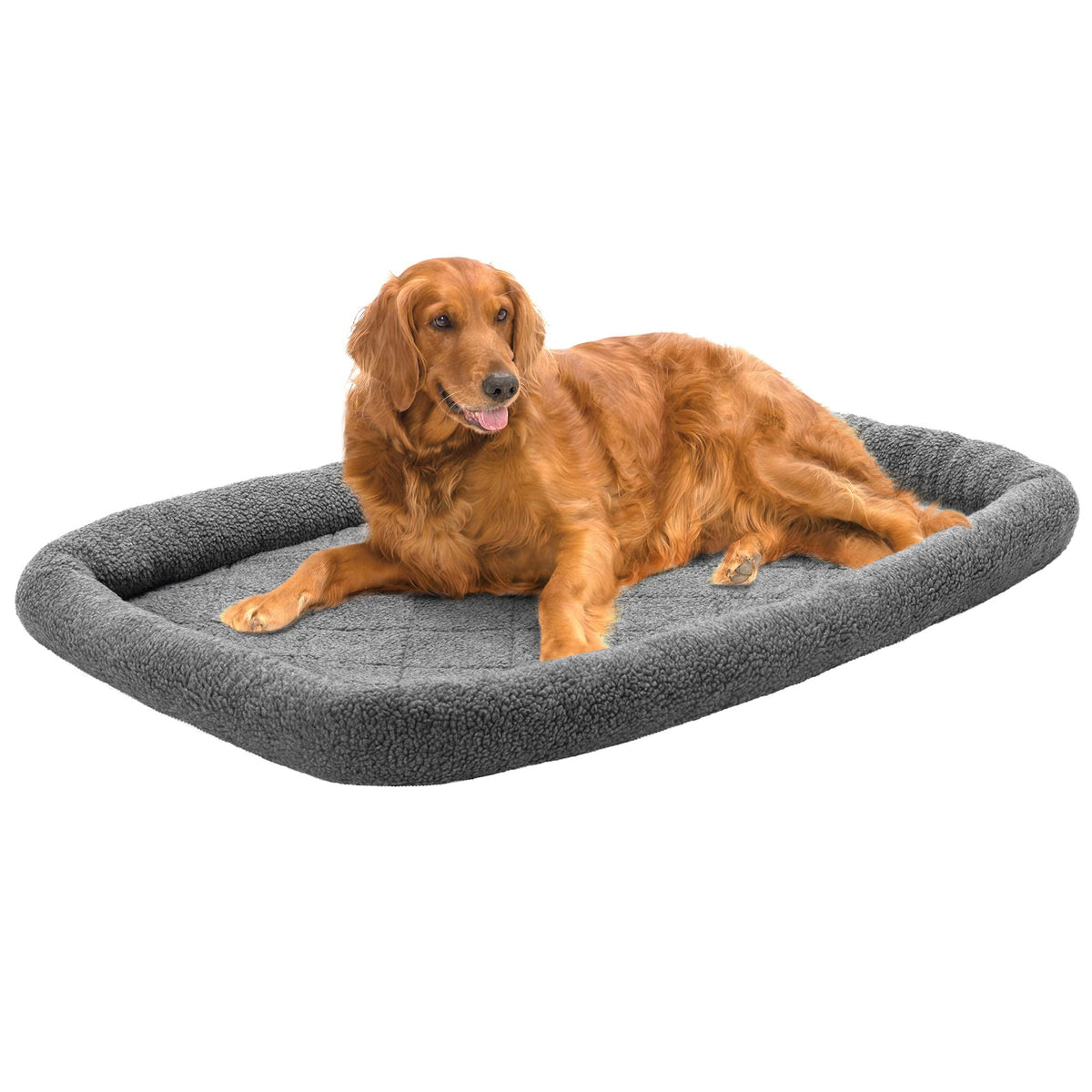 Furhaven Dog Bed For Large Dogs, 100% Washable, Sized To Fit Crates - Sherpa Fleece Bolster Crate Pad - Gray, Extra Large/Xl, 42