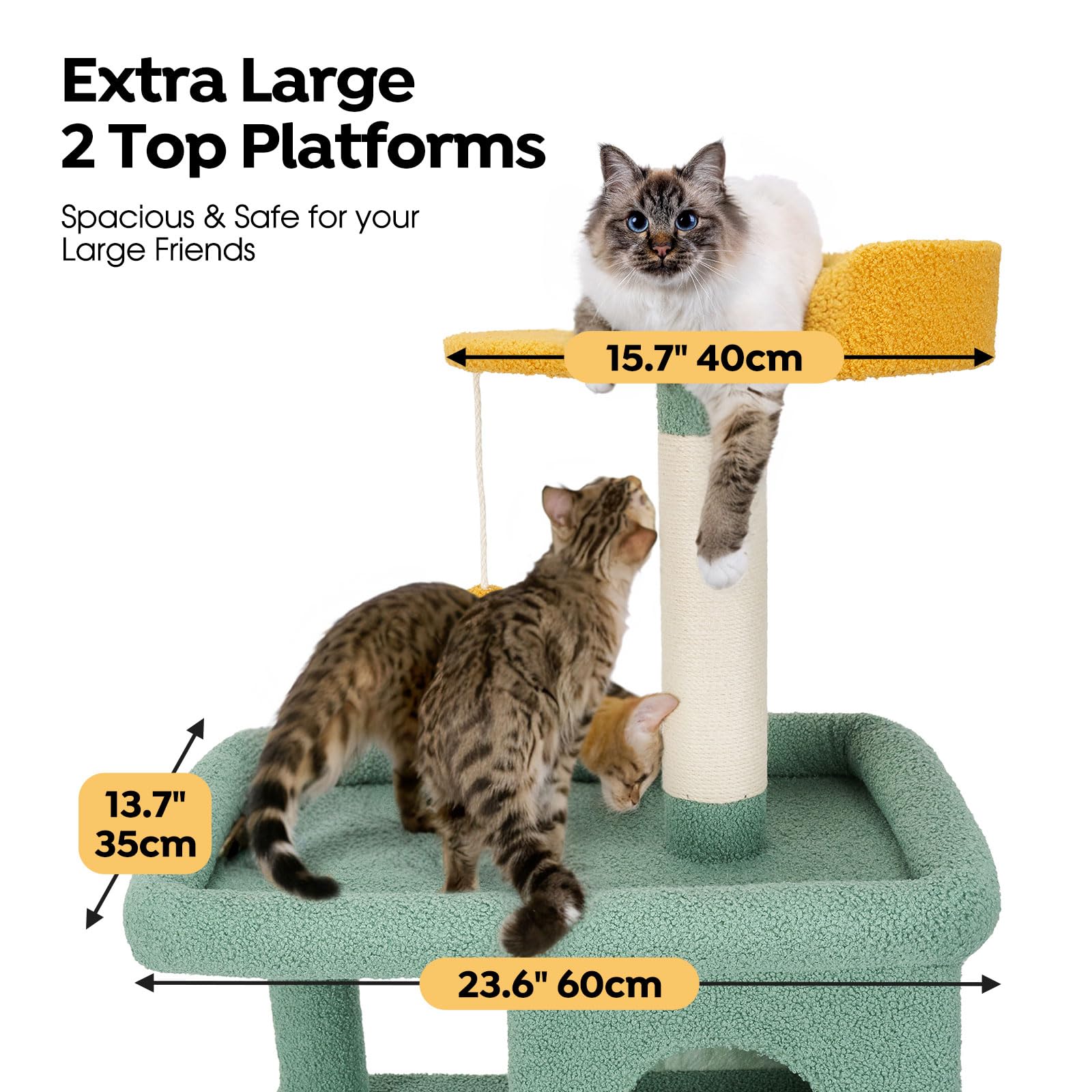 Veehoo Cat Tree For Indoor Cats Large Adult, 68.7 Inch Tall Large Cat Tree For Cats, Cactus Cat Tower For Cats With 2 Spacious C