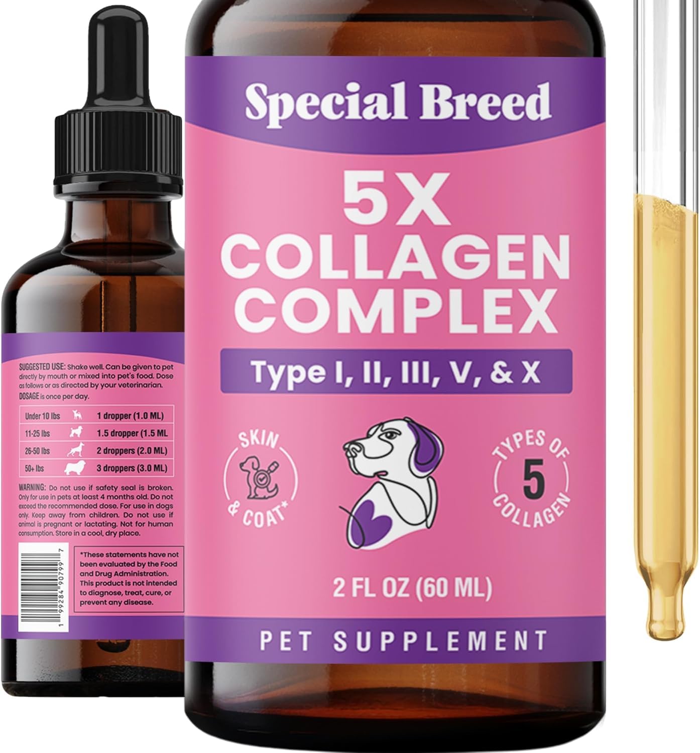 Premium Collagen for Dogs - Liquid Support for Joints, Skin, Coat, Bone, Immune System & HIPS - Collagen Supplement - Made in US