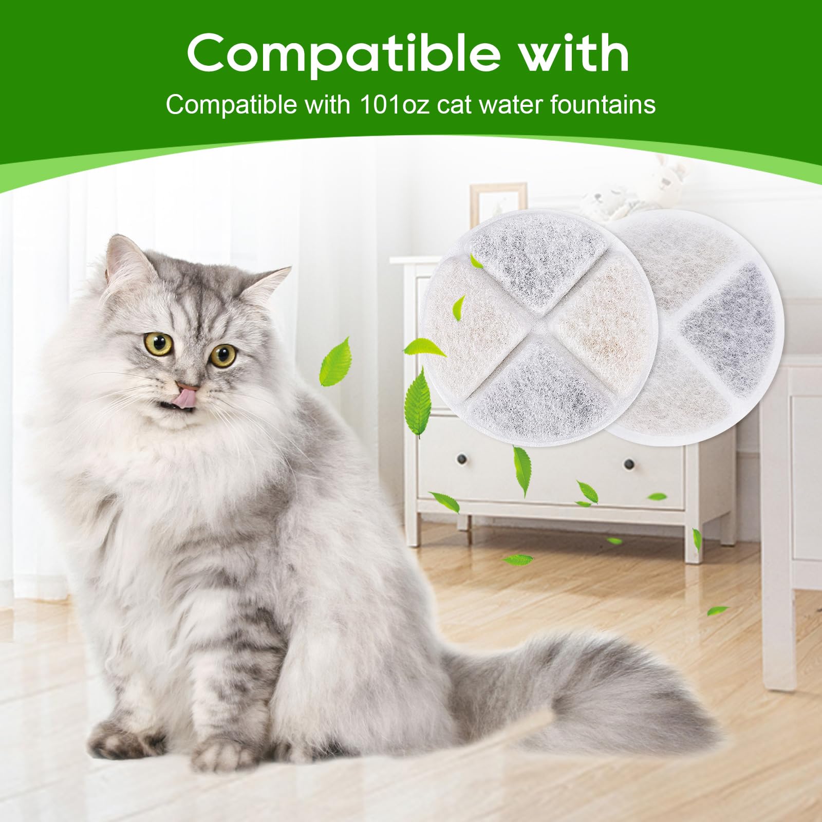 Myfatboss Cat Fountain Filters, 8 Pack Cat Filters For Water Fountain, Cat Water Fountain Filter Replacement, Pet Fountain Filter Replacement Fit For Petnf 101 Oz/ 3 Liter Pet Water Fountain