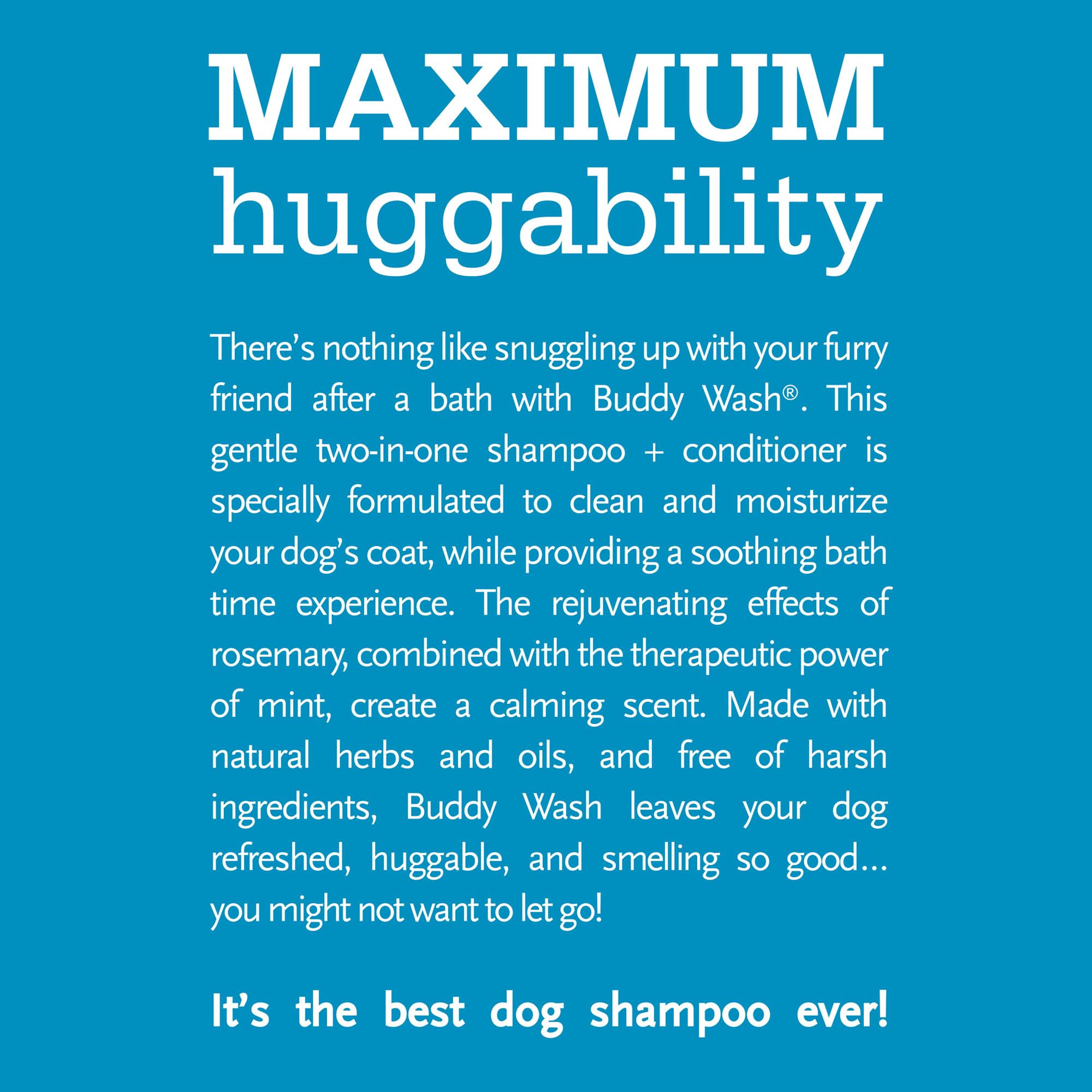 Buddy Wash 2-In-1 Dog Shampoo And Conditioner For Dog Grooming, Rosemary & Mint, 16 Oz. Bottle