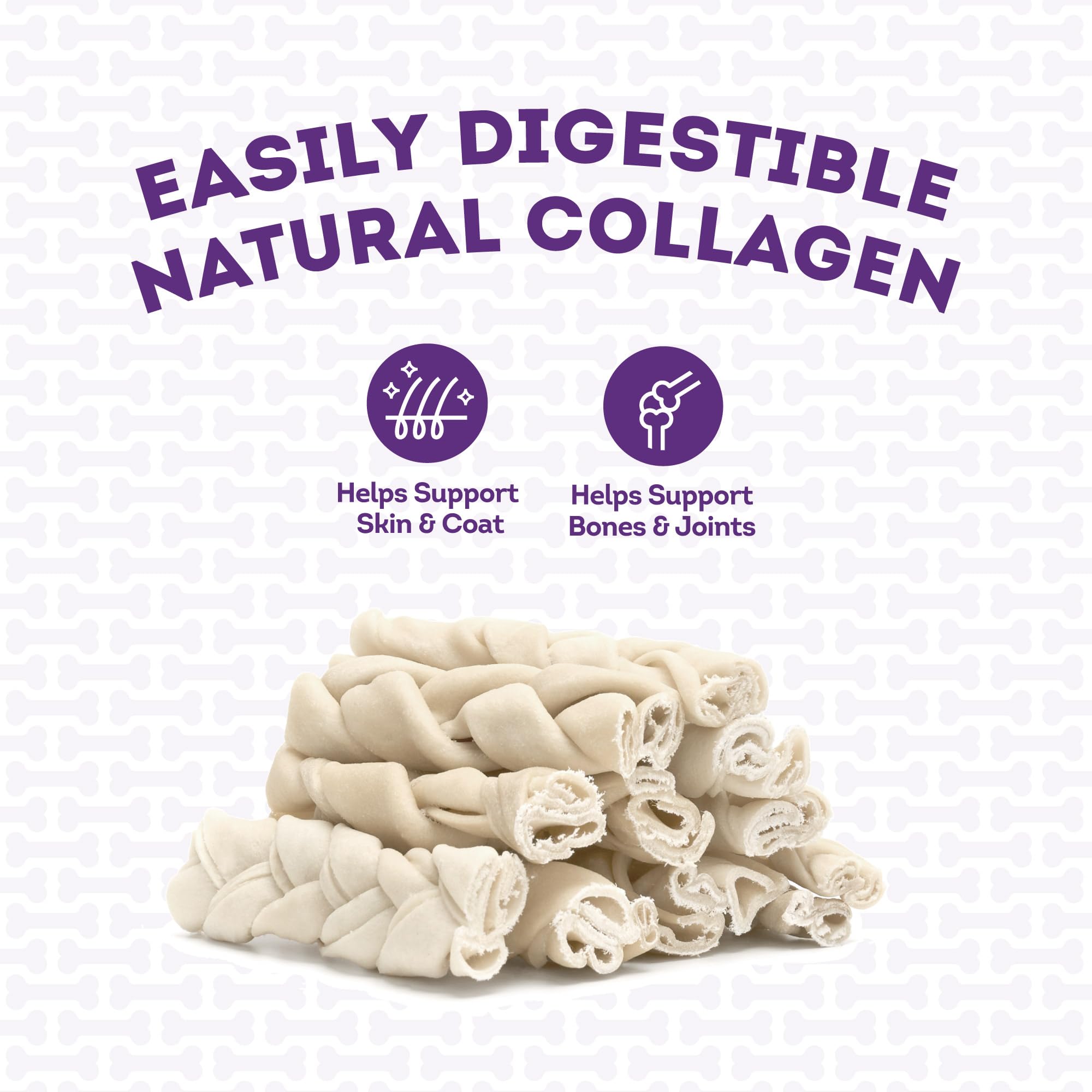 Treatly Collagen Braids Dog Chew Treats - Natural Flavor, 10oz Pack