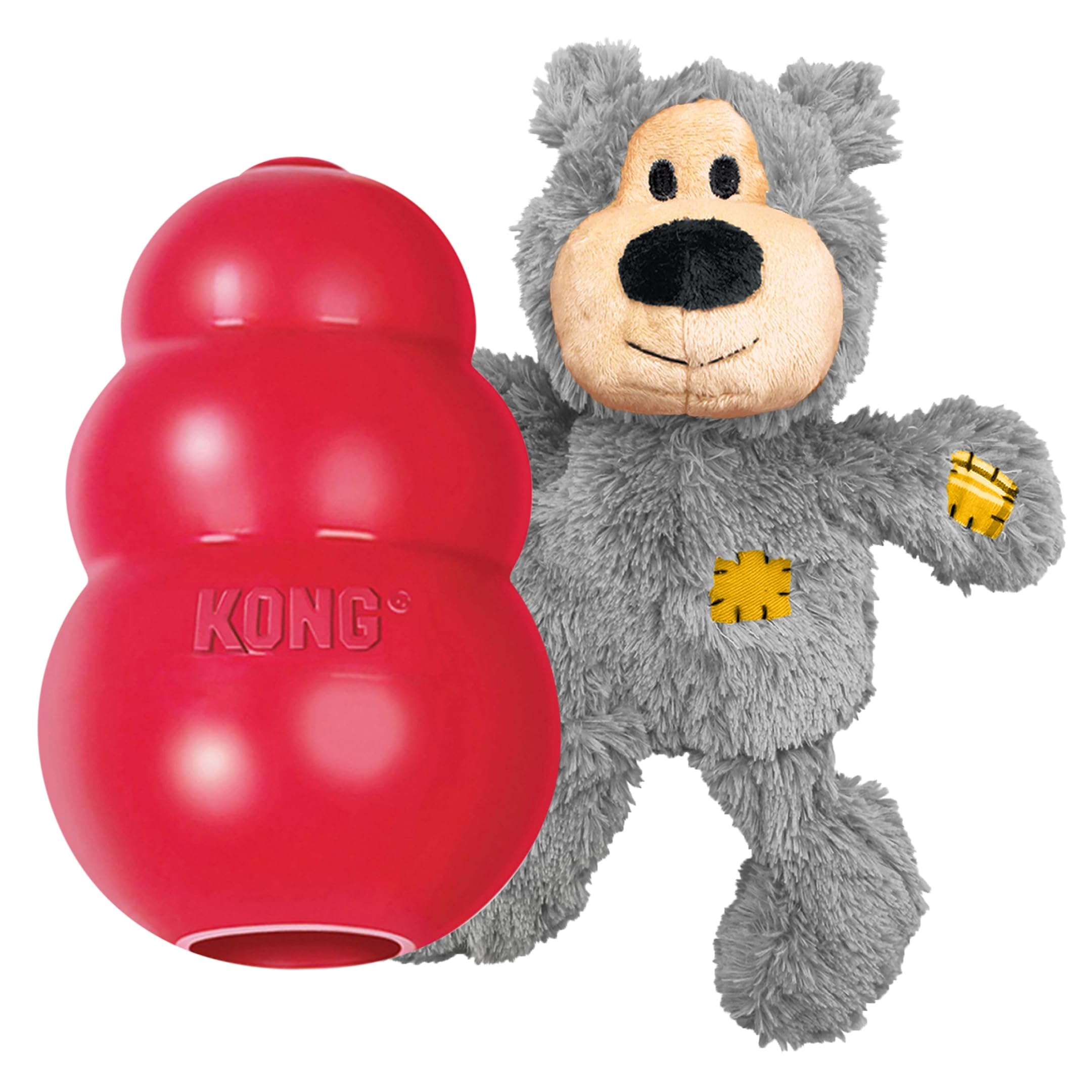 KONG Classic & Wild Knots Bear Combo Pack - Unique & Fun Dog Toys for Hours of Play - Classic Toy Can Be Stuffed with Dog Treats