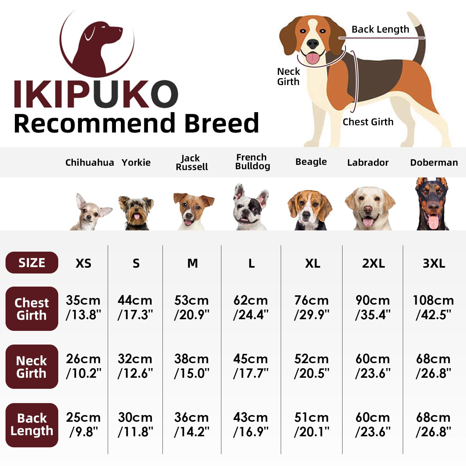 IKIPUKO Small Dog Coat - Winter Jacket, Warm Zip Up Snowsuit, Reflective, Water-Resistant, Royal-Blue
